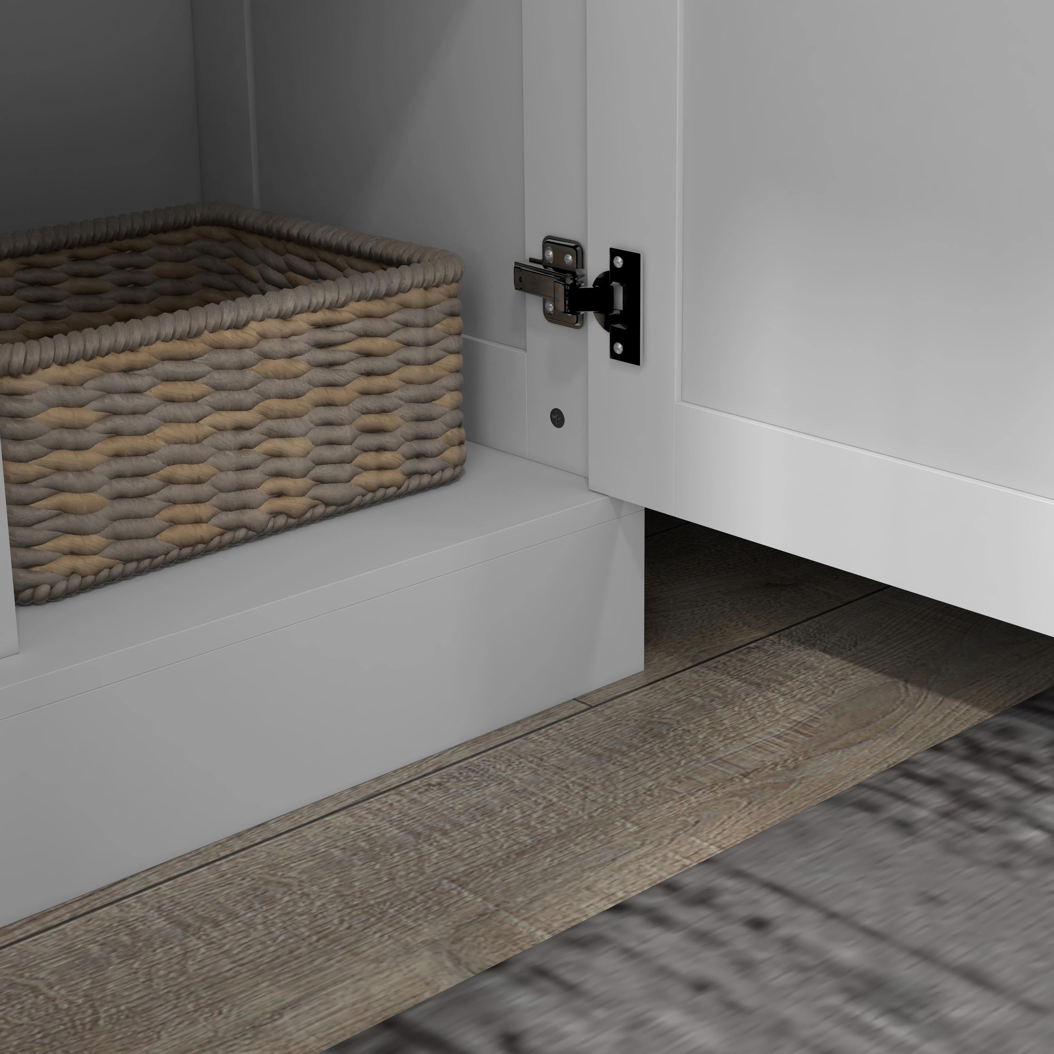 71" Tall Storage Cabinet with Movable Shelves, Modern Pantry Cupboard, White - Image 11