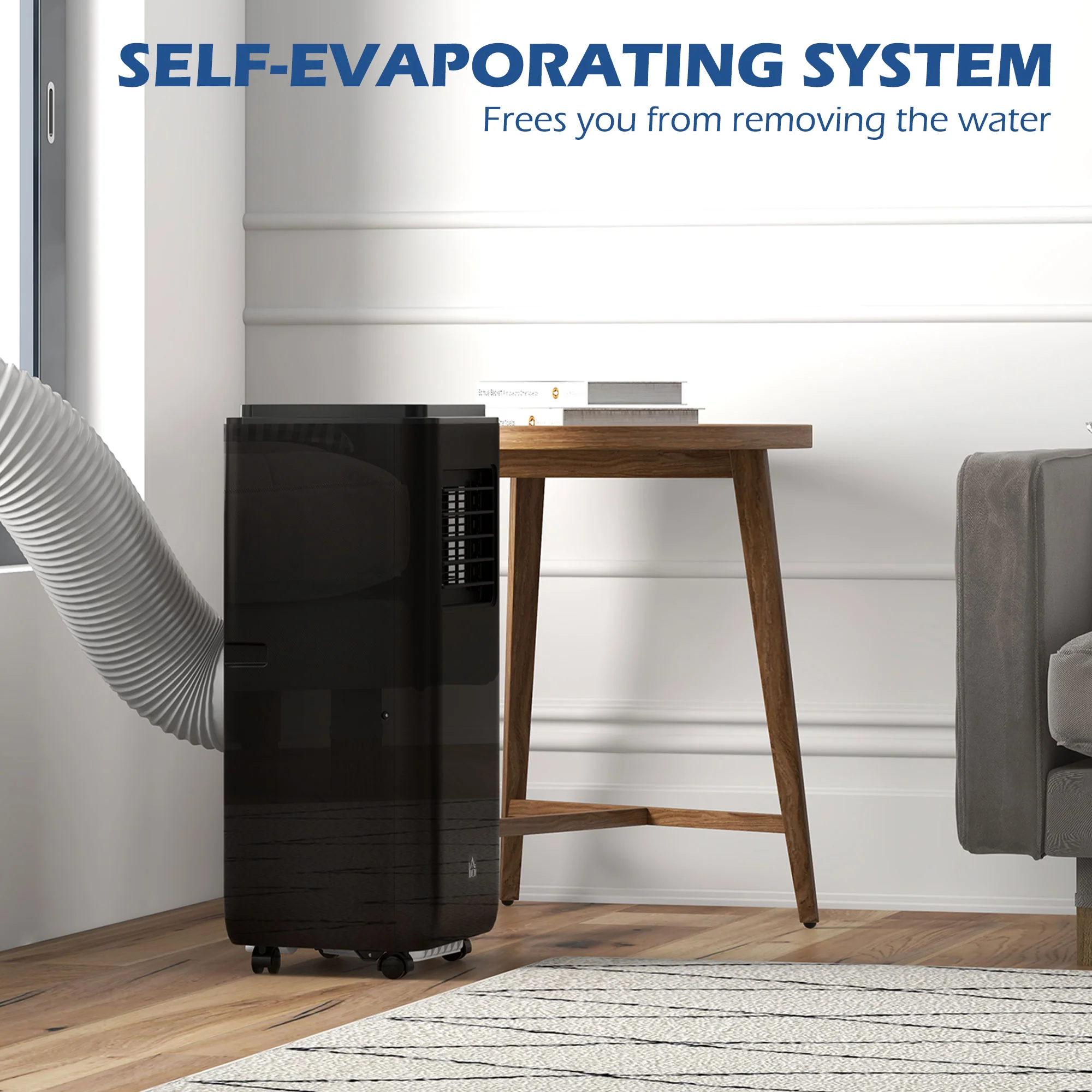 8,000 BTU Portable Air Conditioner, 345 Sq. Ft., Dehumidifier, Auto Sleep, 24H Timer, Black - Image 6
