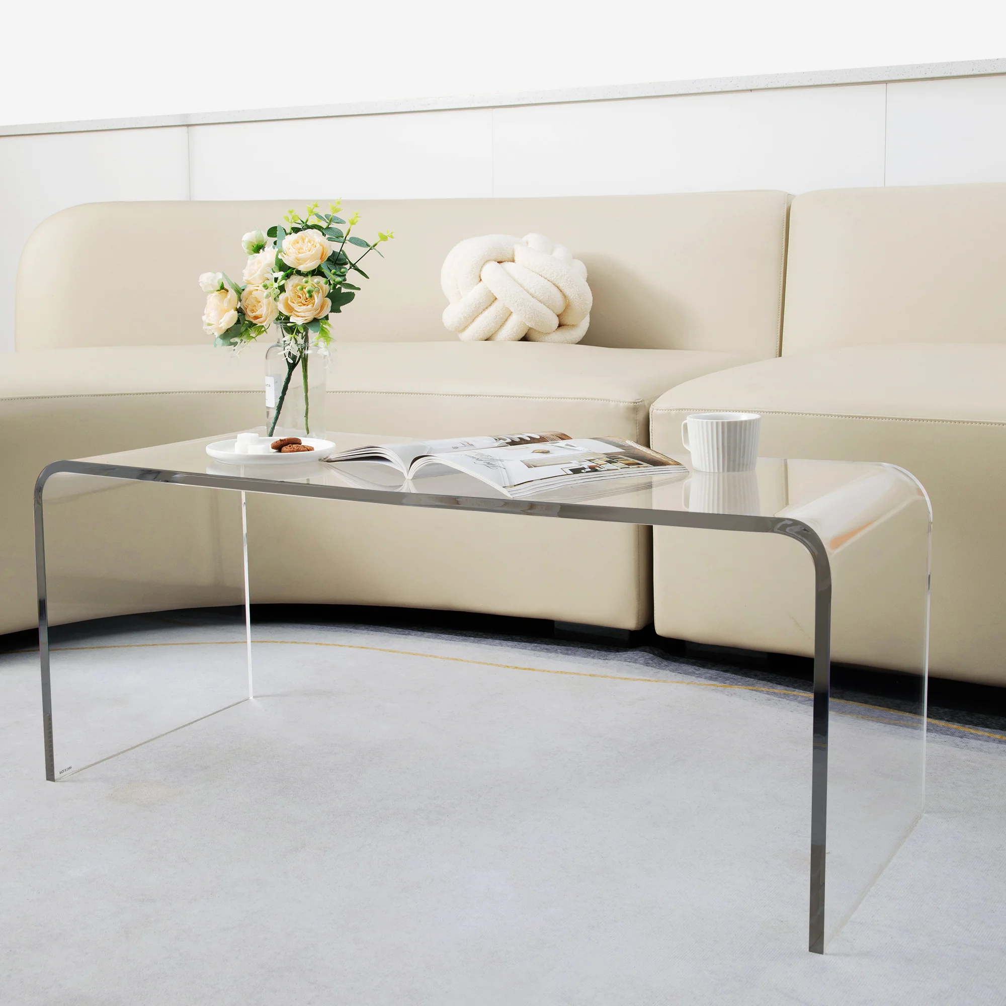 Acrylic Coffee Table 39.25" Long Rectangle Tea Table for Living Room Clear - Image 4