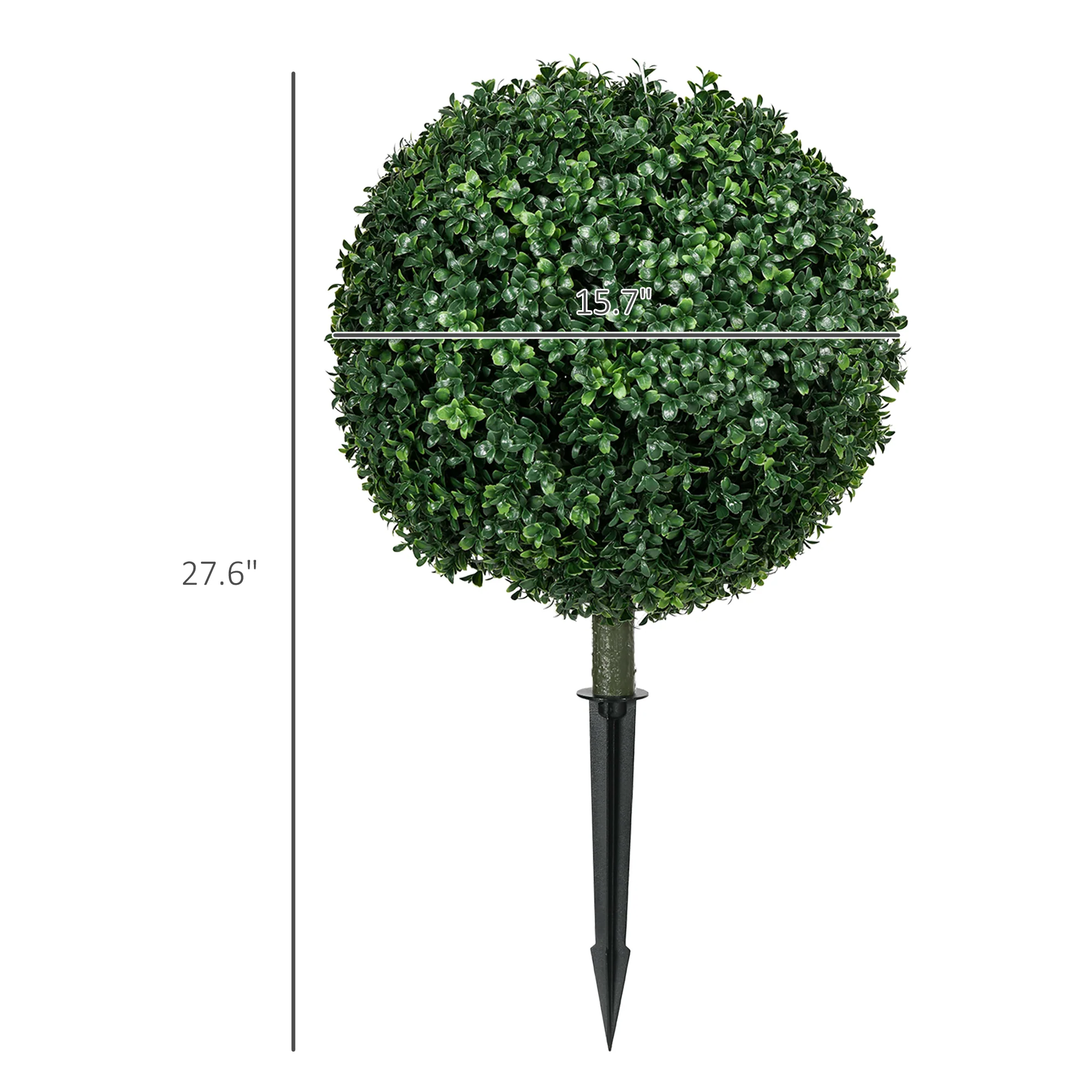 Set of 2 Artificial Boxwood Trees w/ Ground Stake, Ball Shaped Trees, UV Resistant, Green - Image 5