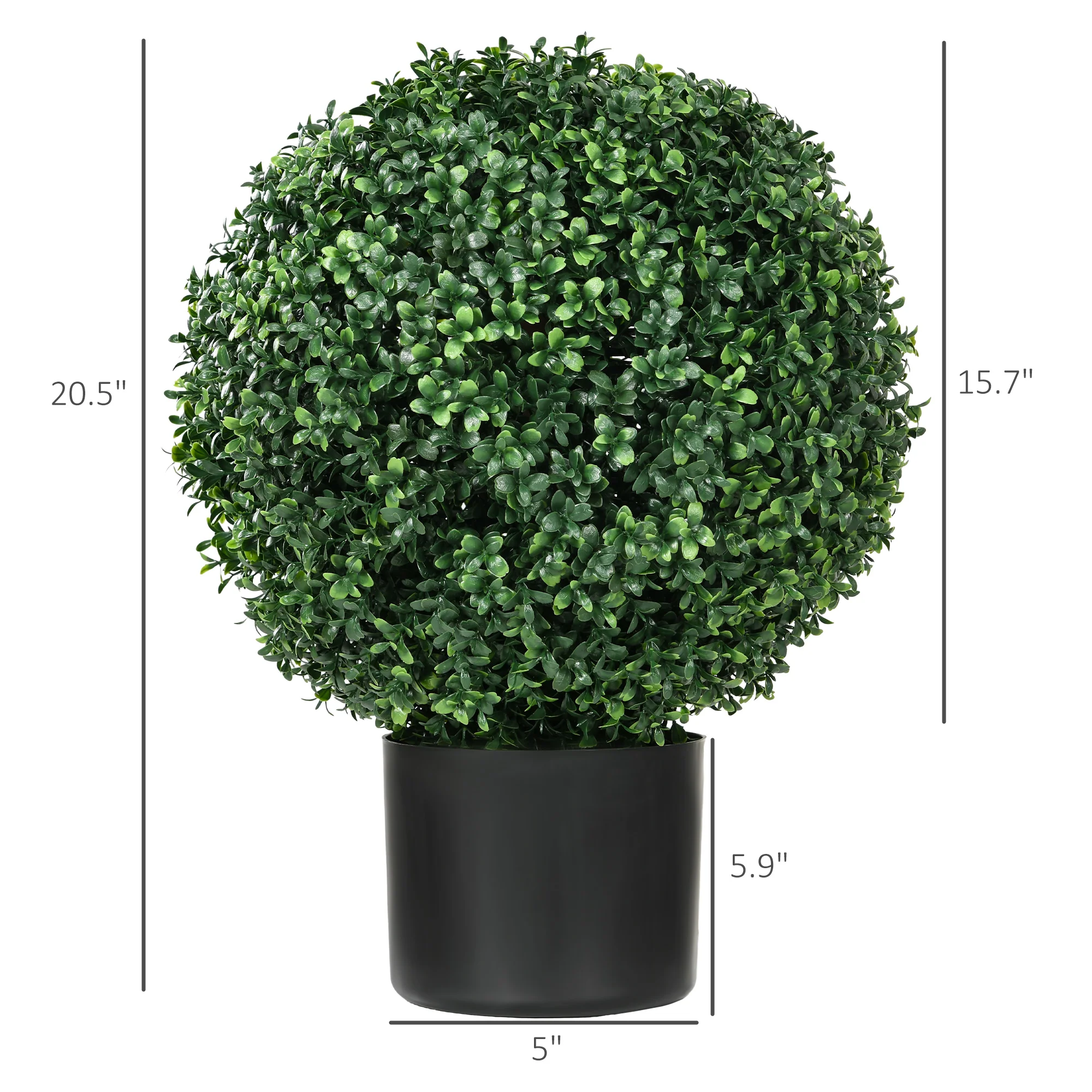 20.5" Artificial Tree, Ball Boxwood Topiary with Pot, Indoor Outdoor Home Decor, Green - Image 5