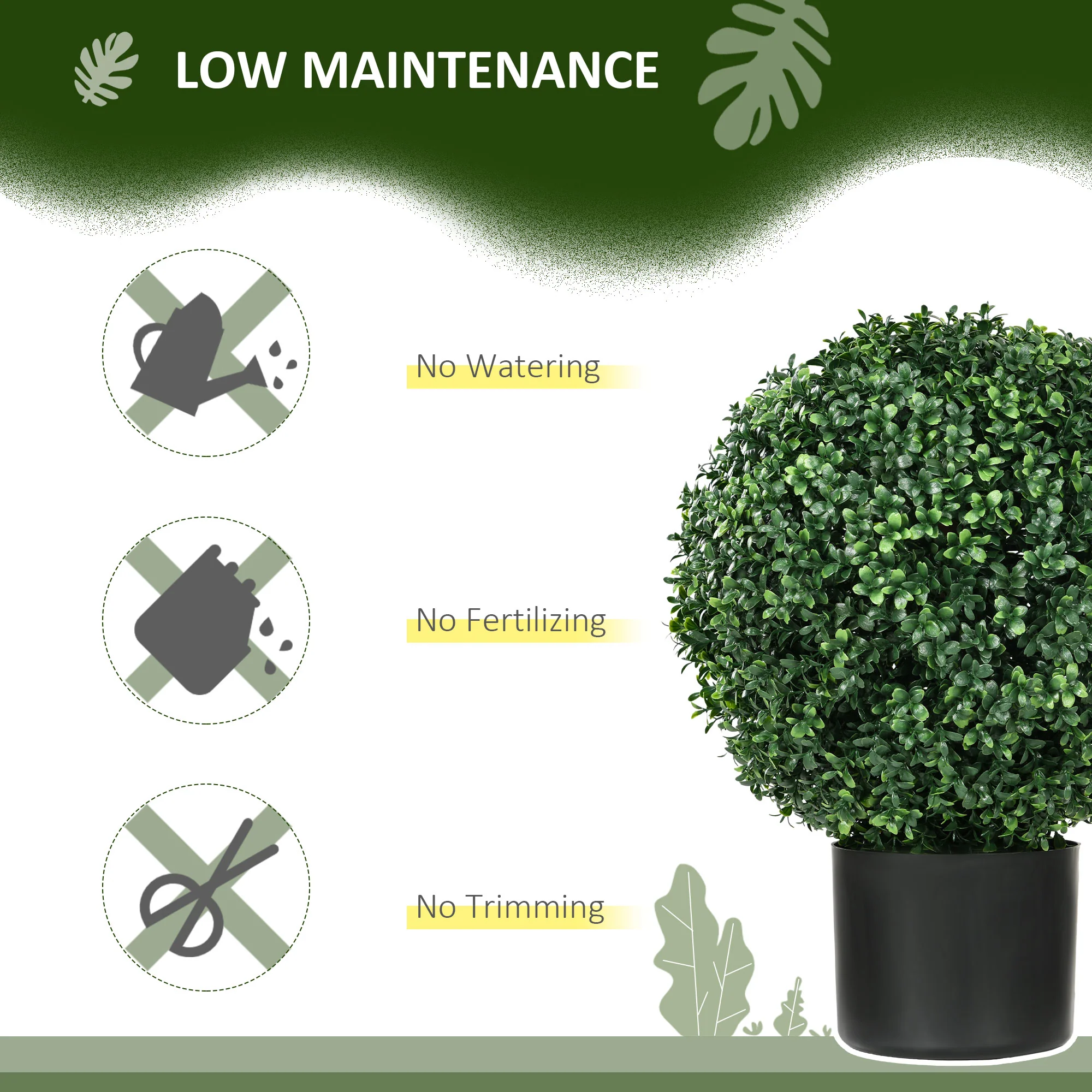 20.5" Artificial Tree, Ball Boxwood Topiary with Pot, Indoor Outdoor Home Decor, Green - Image 8