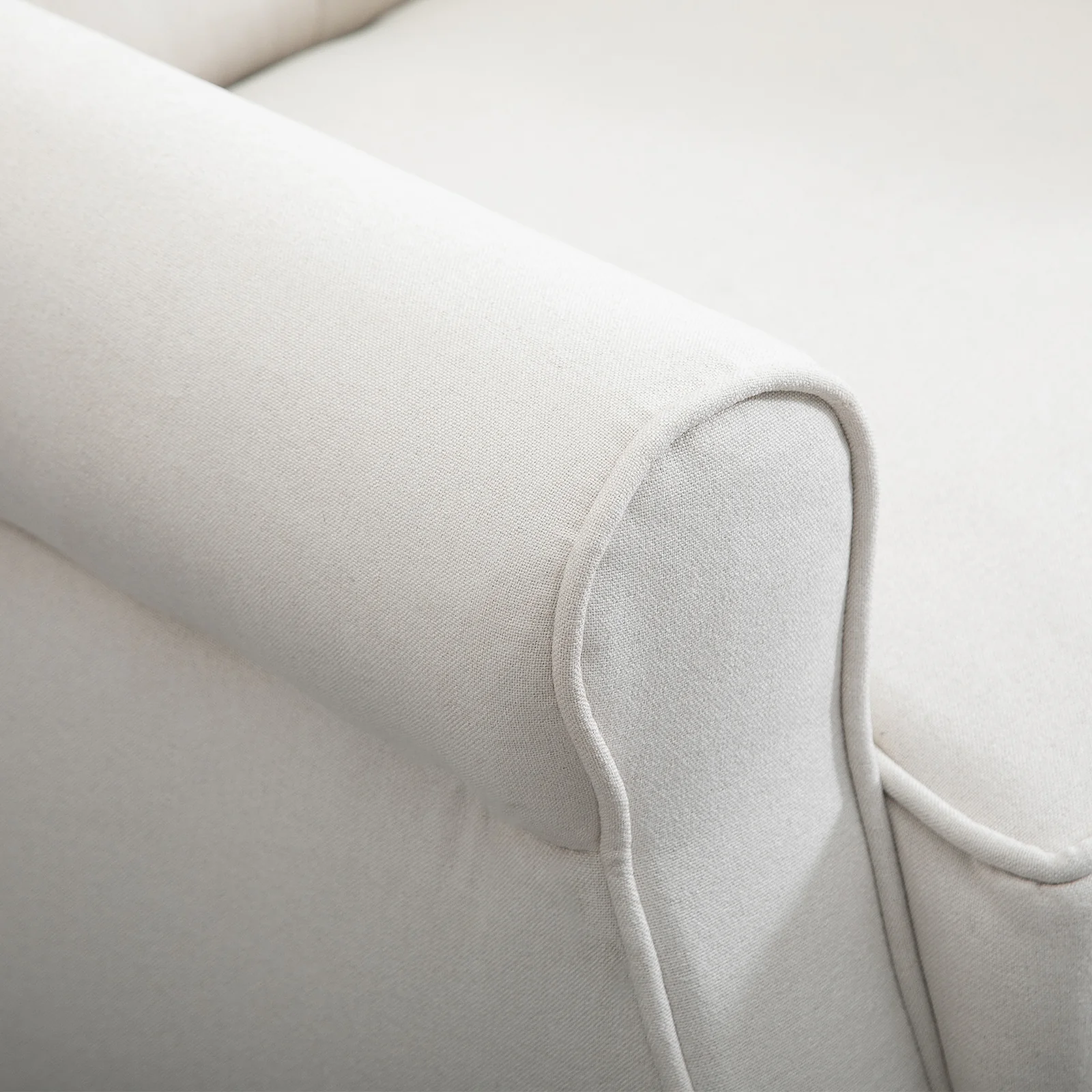 Mid-Century Accent Chair w/ High Wingback, Button-Tufted Fabric & Retro Wood Legs, Cream White - Image 15