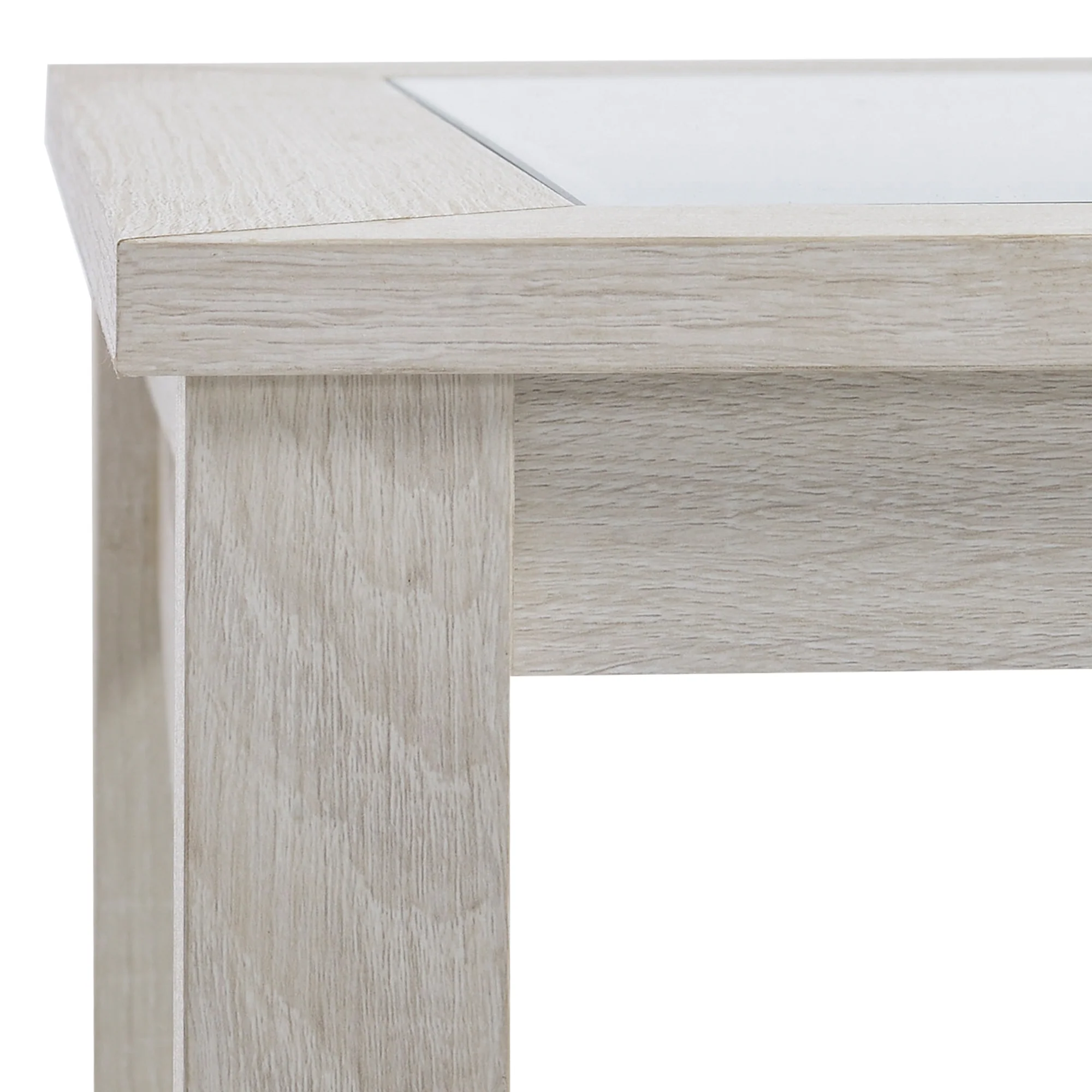 39.25'' L Coffee Table with Tempered Glass Tabletop & Underneath Storage Shelf, White Oak - Image 11