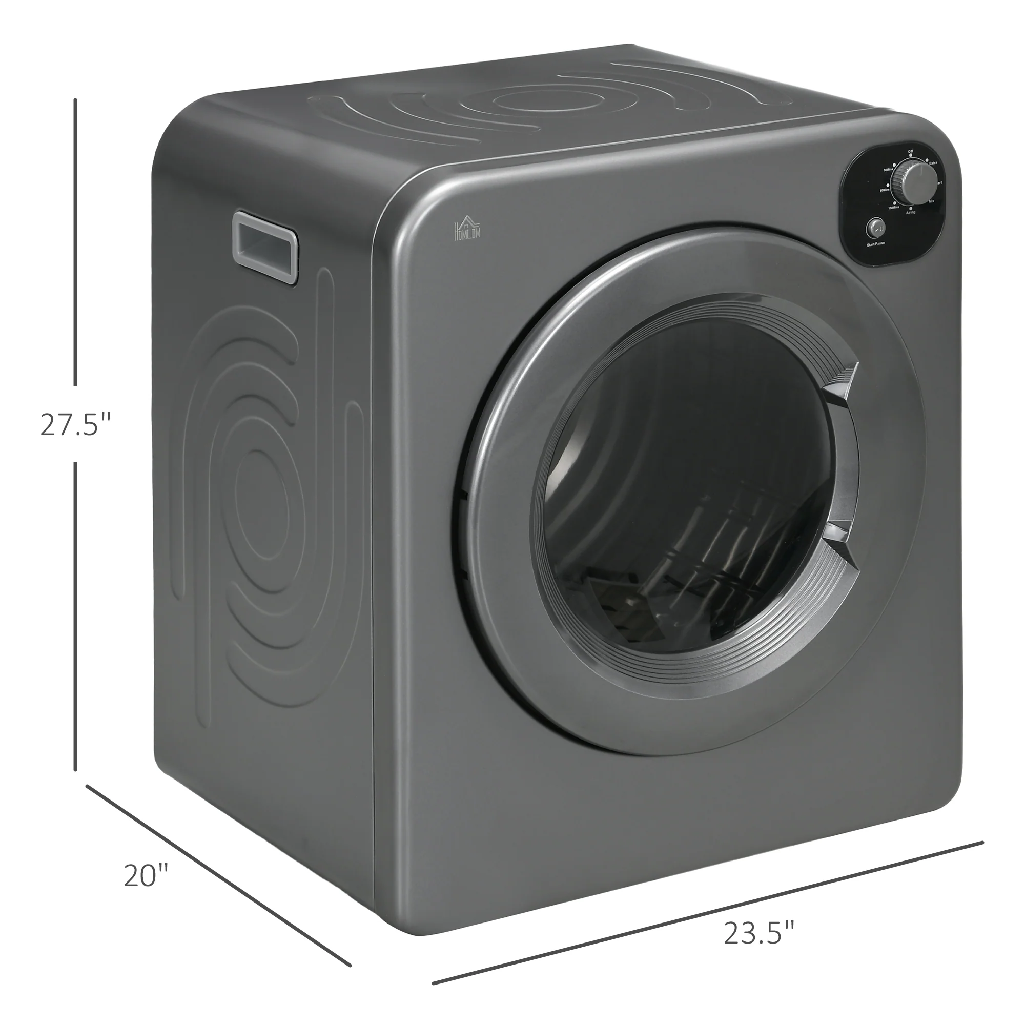 3.2 cu.ft Stainless Steel Laundry Dryer, 1300W Portable Front Load Electric Dryer, Gray - Image 5
