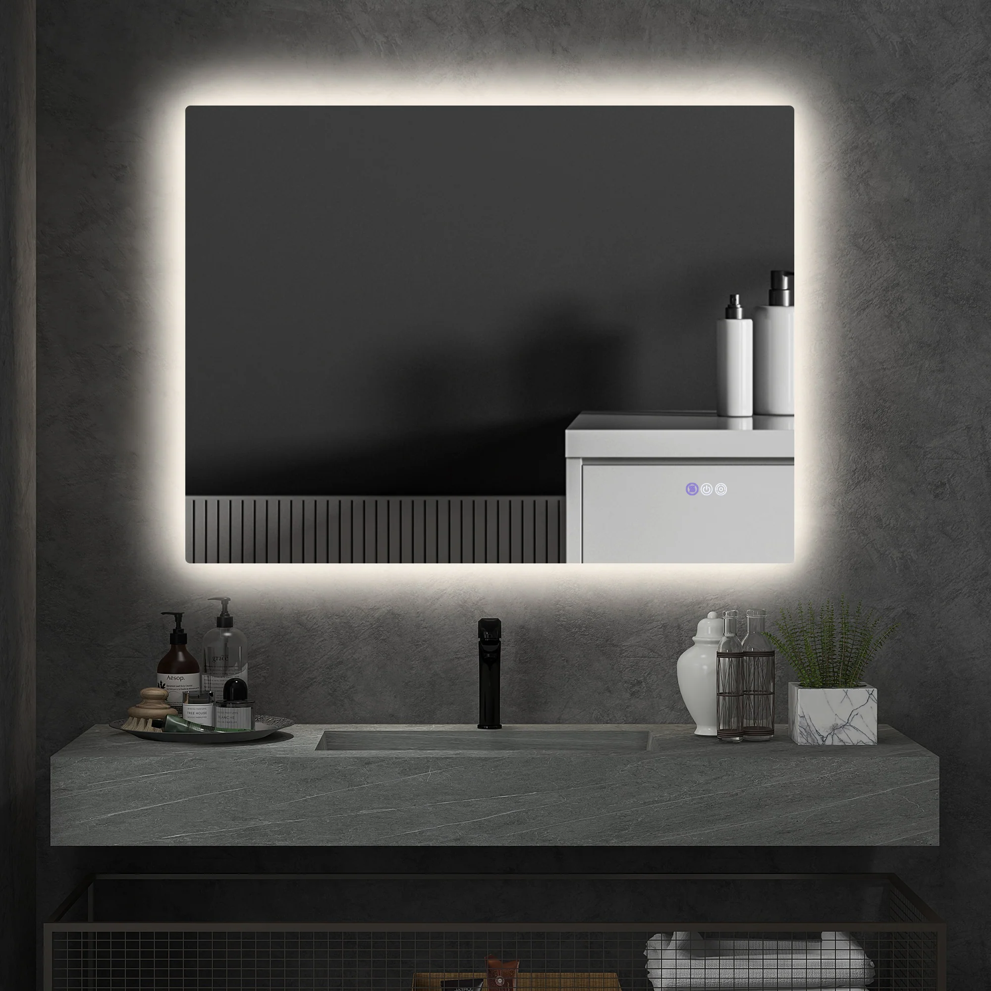 37" x 35" Dimmable LED Bathroom Mirror w/ Anti-Fog, Memory, Infinite Color Temperature - Image 4