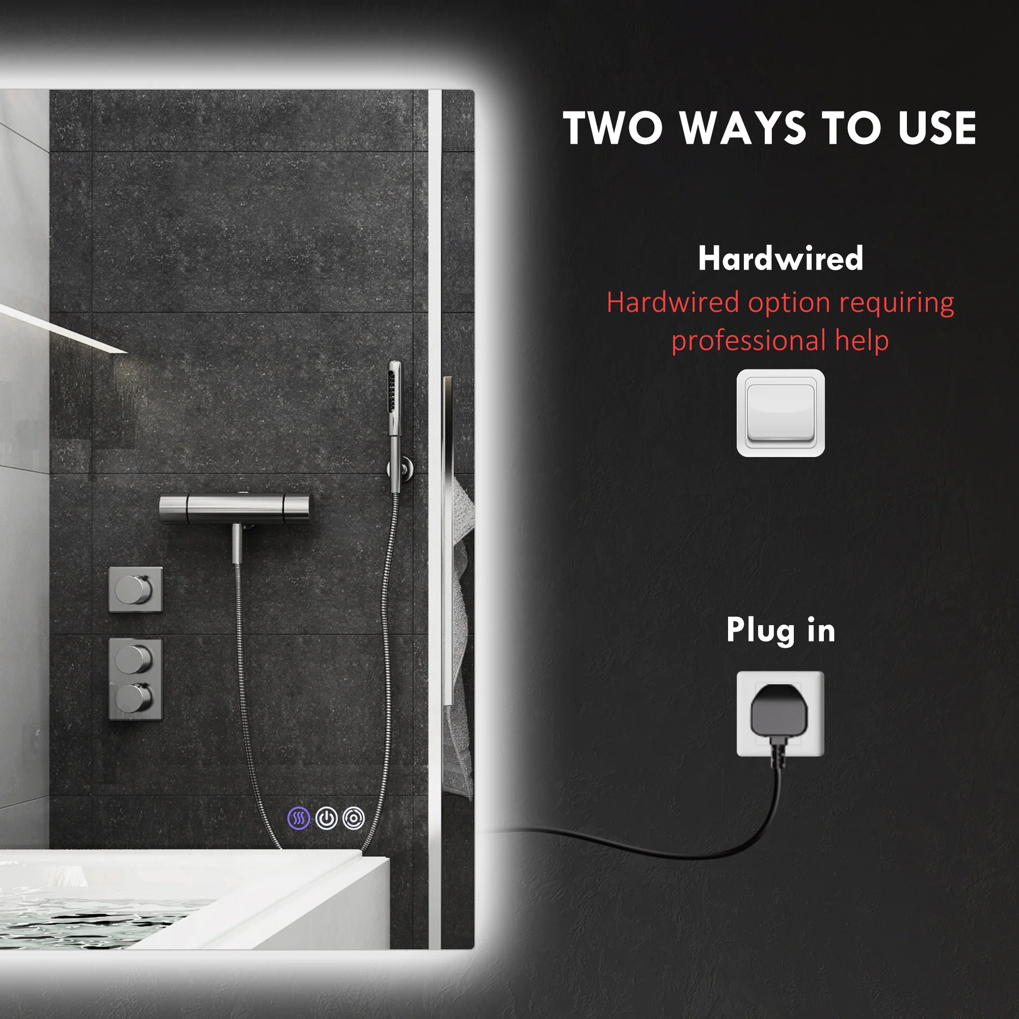 37" x 35" Dimmable LED Bathroom Mirror w/ Anti-Fog, Memory, Infinite Color Temperature - Image 9