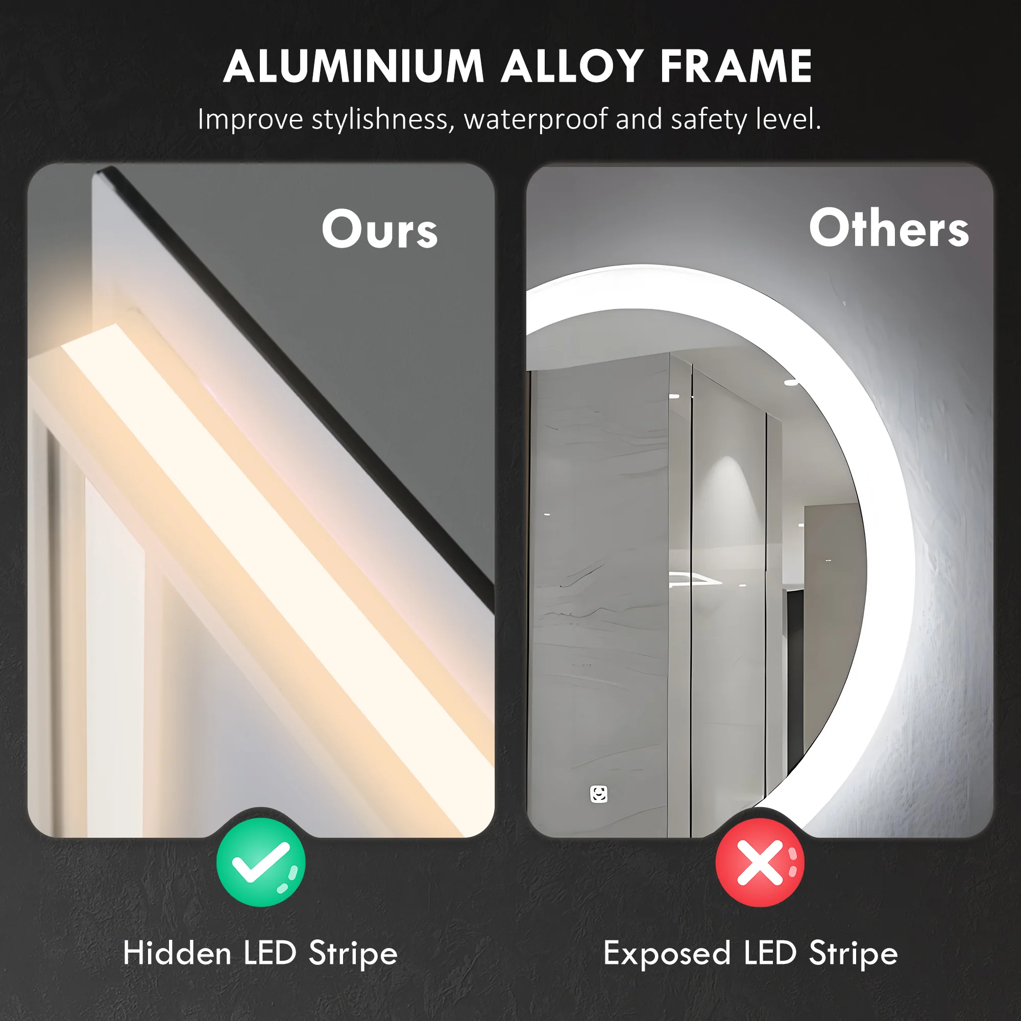39" x 32" Dimmable Backlit LED Bathroom Mirror w/ Anti-Fog, Memory, Infinite Color Temperature - Image 10