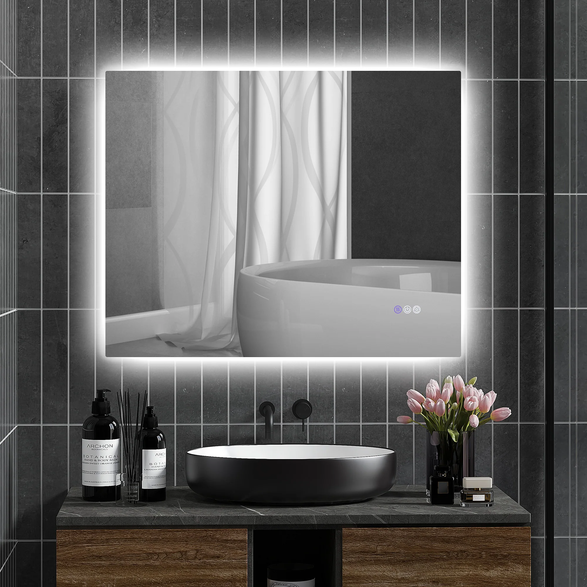 39" x 32" Dimmable Backlit LED Bathroom Mirror w/ Anti-Fog, Memory, Infinite Color Temperature - Image 4