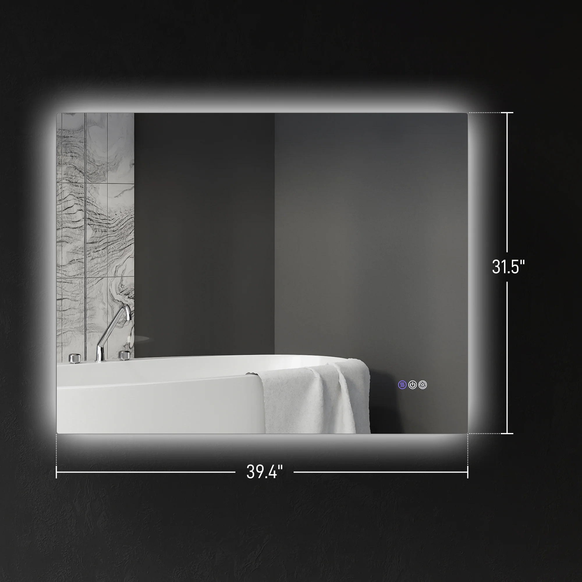 39" x 32" Dimmable Backlit LED Bathroom Mirror w/ Anti-Fog, Memory, Infinite Color Temperature - Image 5