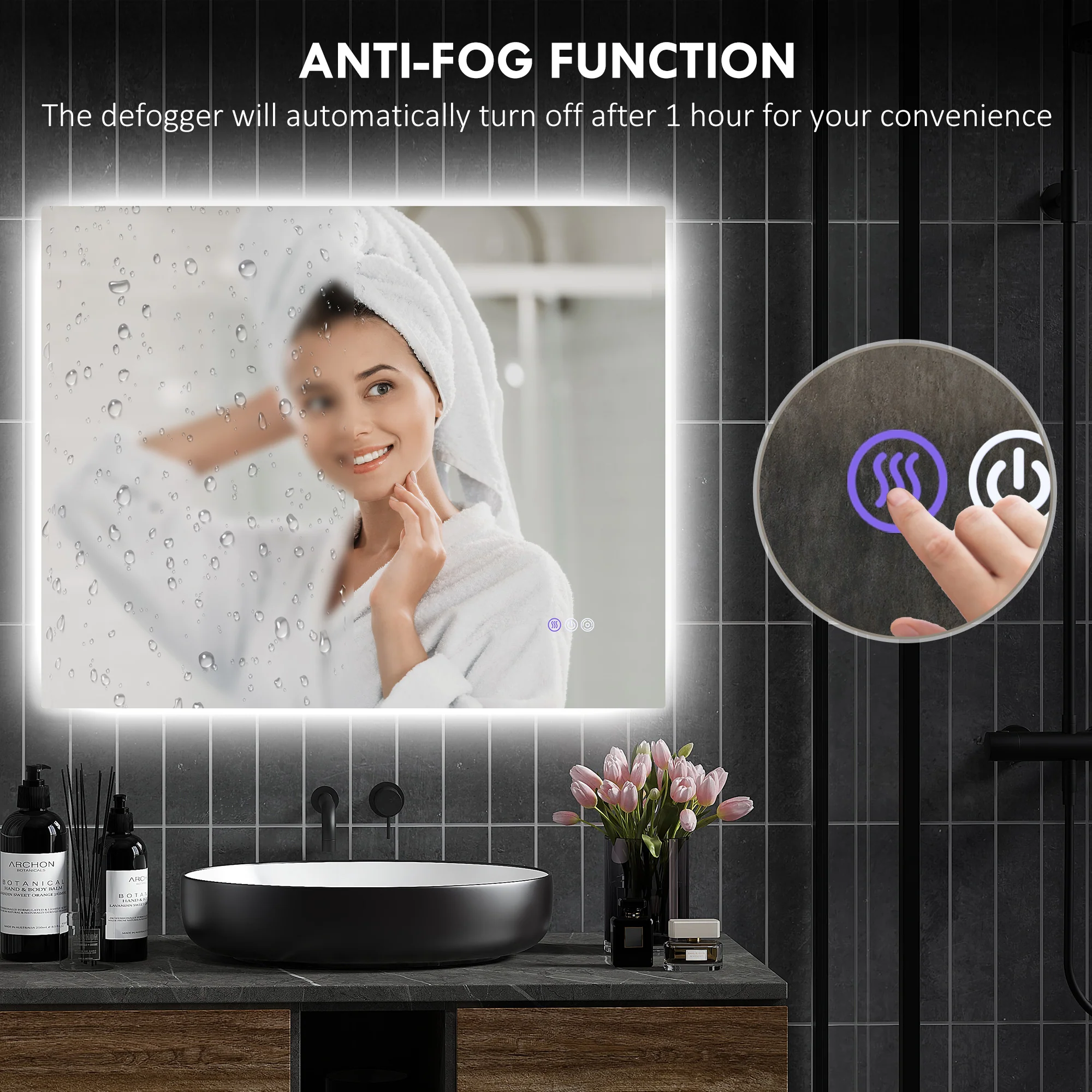39" x 32" Dimmable Backlit LED Bathroom Mirror w/ Anti-Fog, Memory, Infinite Color Temperature - Image 8