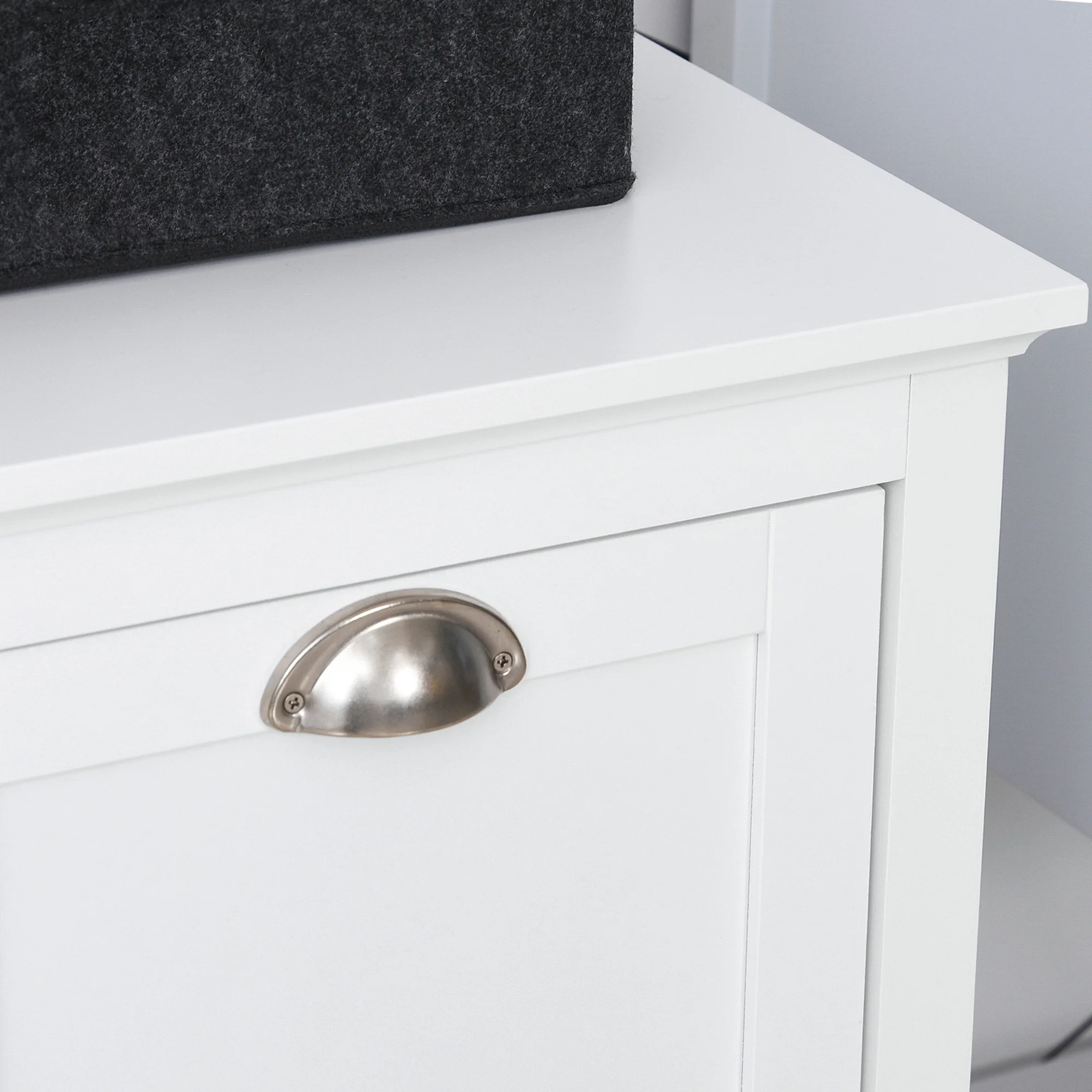 Compact Dual Tilt-Out Laundry Hamper Cabinet, 2-Compartment Storage, Modern Design, White - Image 10