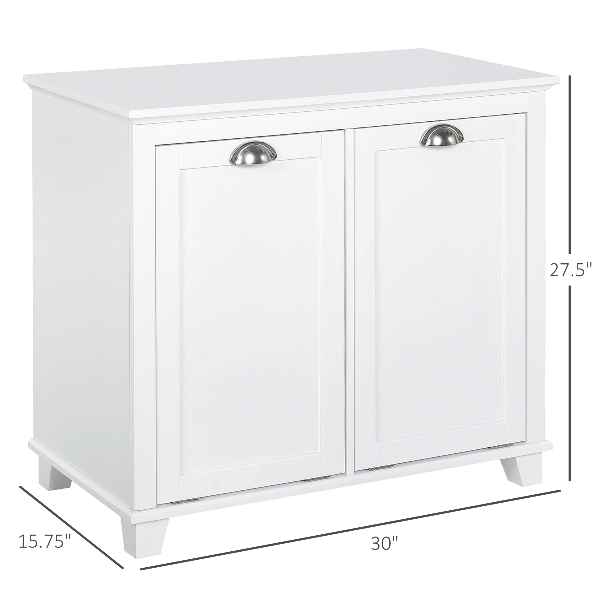 Compact Dual Tilt-Out Laundry Hamper Cabinet, 2-Compartment Storage, Modern Design, White - Image 5