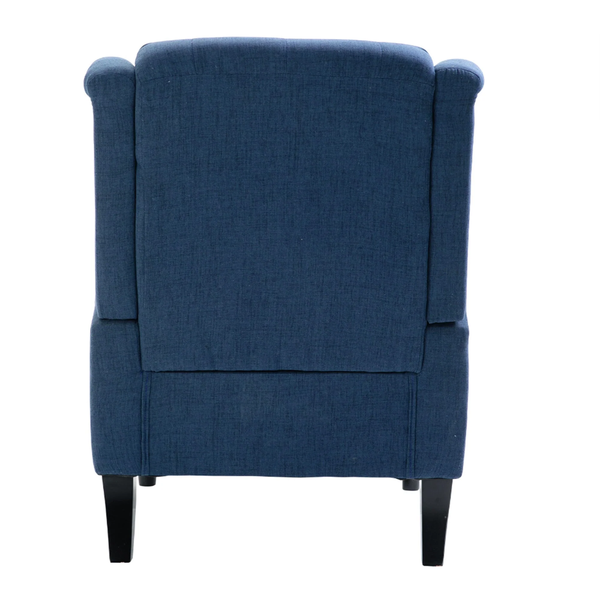 Mid-Century Accent Chair w/ High Wingback, Button-Tufted Fabric & Retro Wood Legs, Blue - Image 15