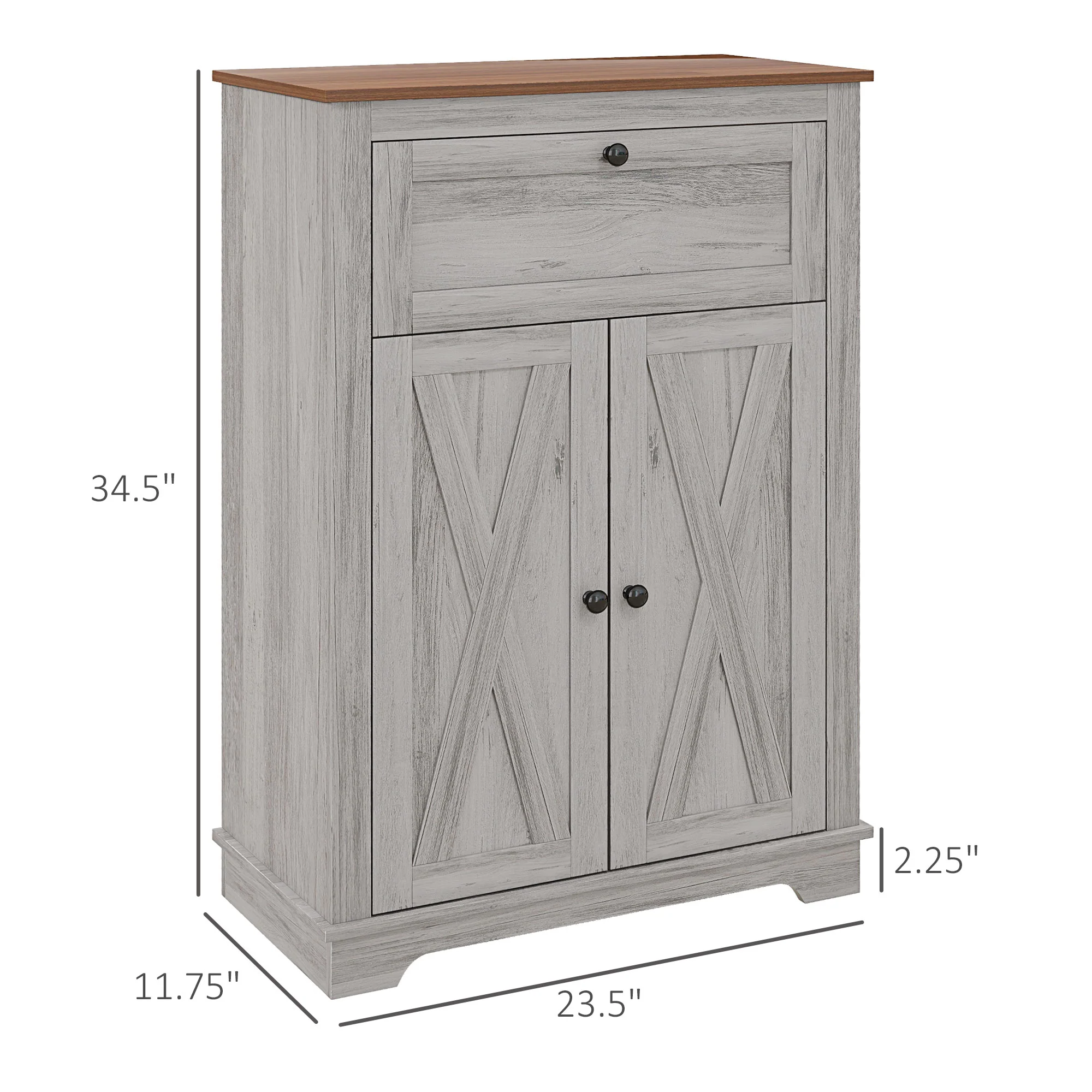 Farmhouse Sideboard Storage Cabinet with Doors and Drawer Light Gray - Image 5