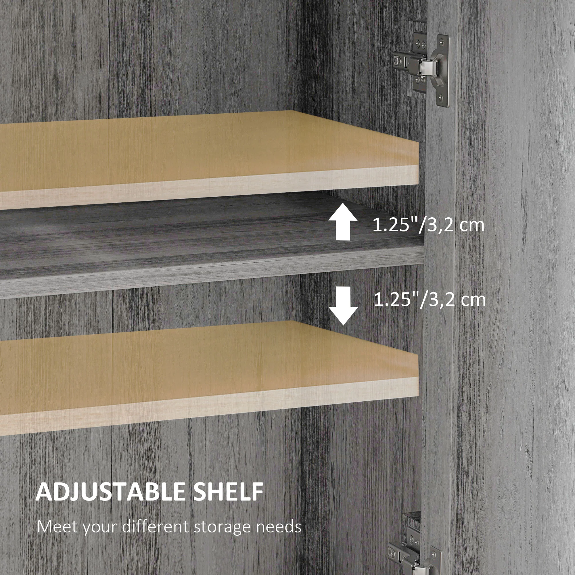 Farmhouse Sideboard Storage Cabinet with Doors and Drawer Light Gray - Image 7