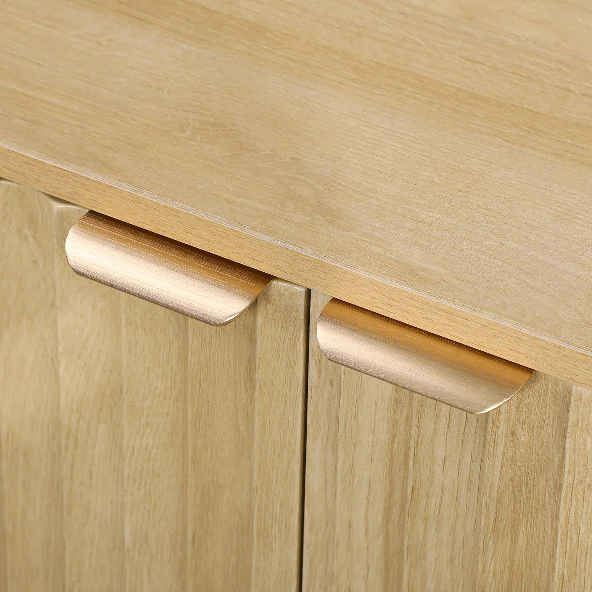55" Fluted Buffet Cabinet w/ Storage, 4 Doors, 2 Adjustable Shelves & Wood Legs, Nature Wood - Image 11