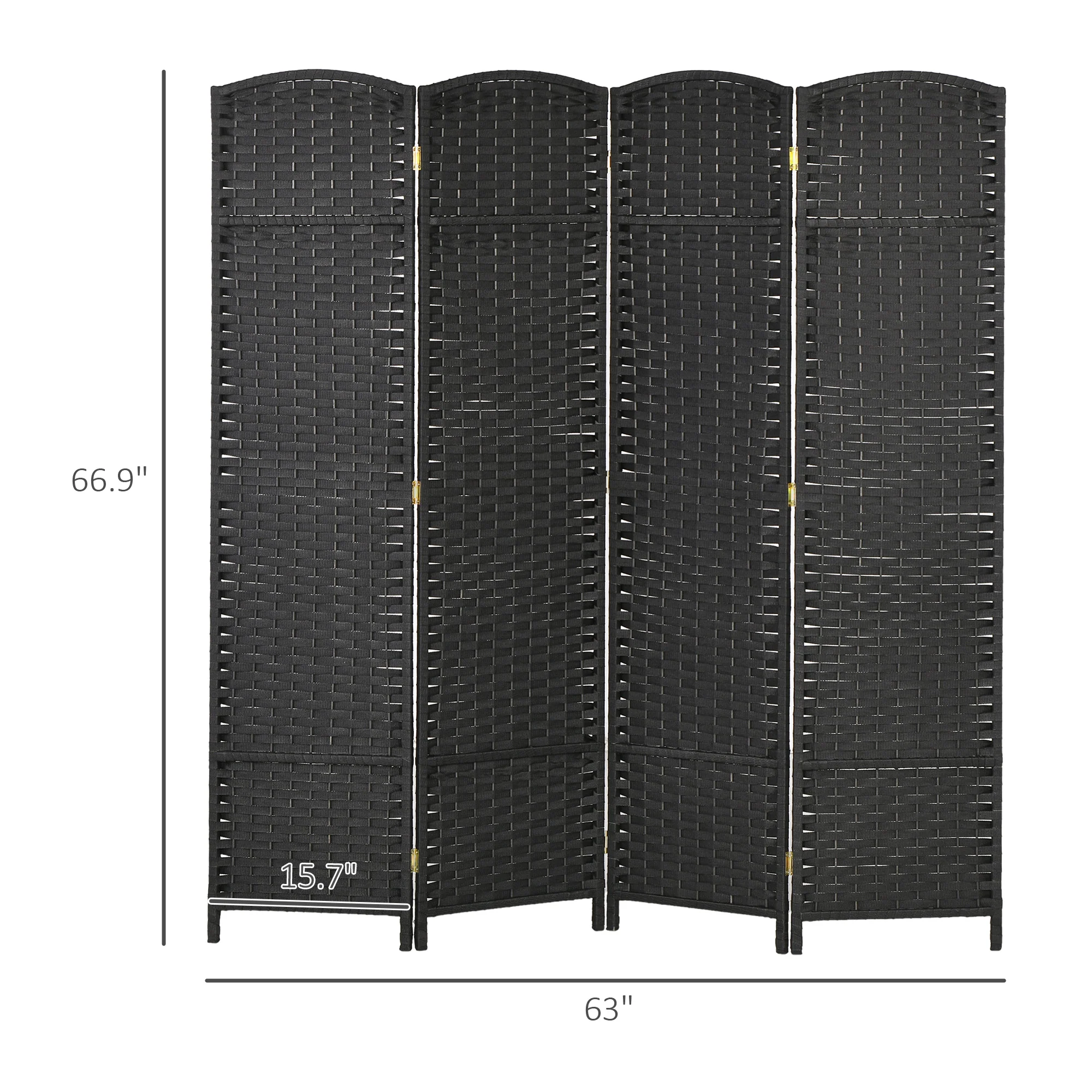4 Panel 5.6' Tall Privacy Screen Freestanding Room Divider, Black - Image 5