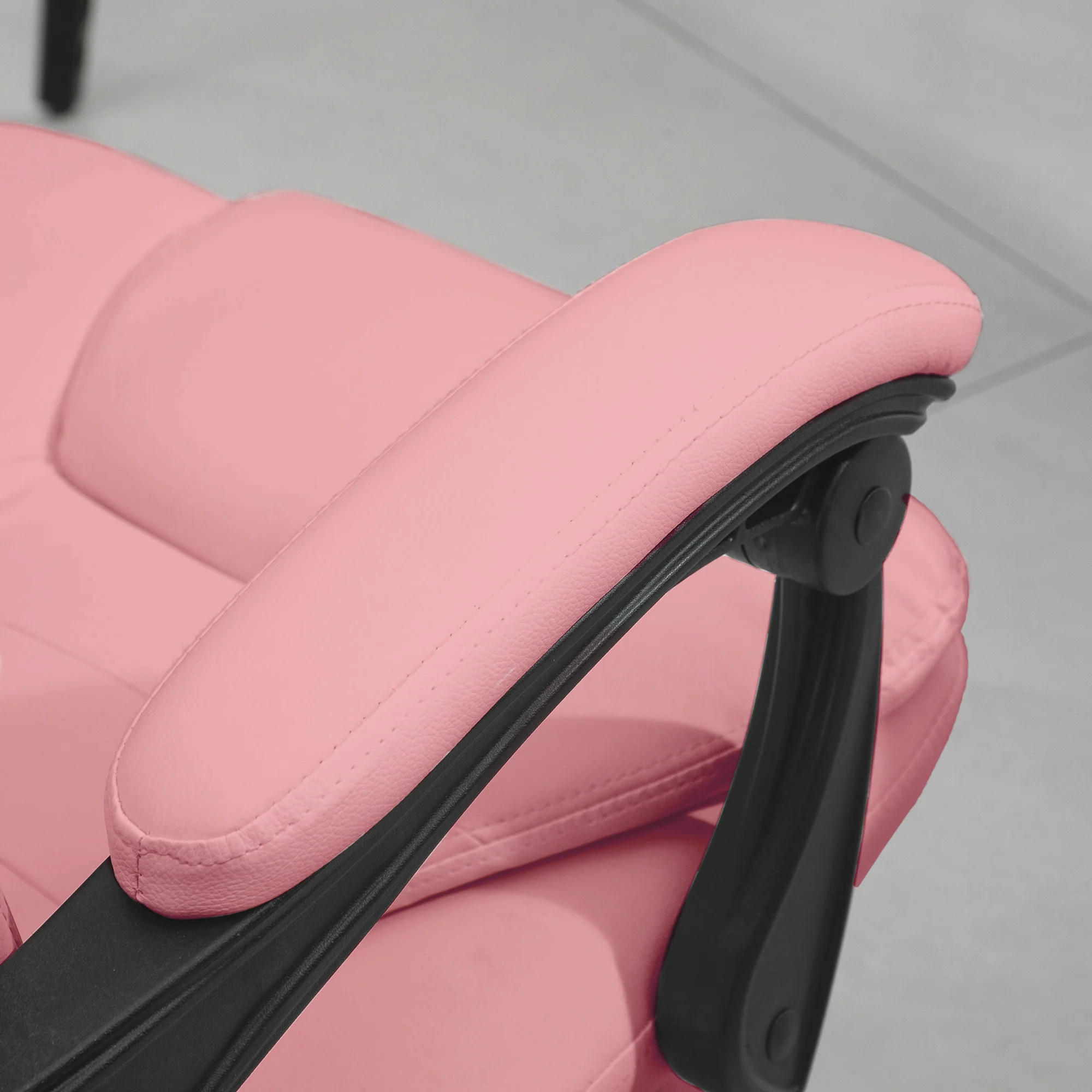 7-Point Massage Office Chair w/ Lumbar Support, Footrest & Adjustable Height, Pink - Image 11
