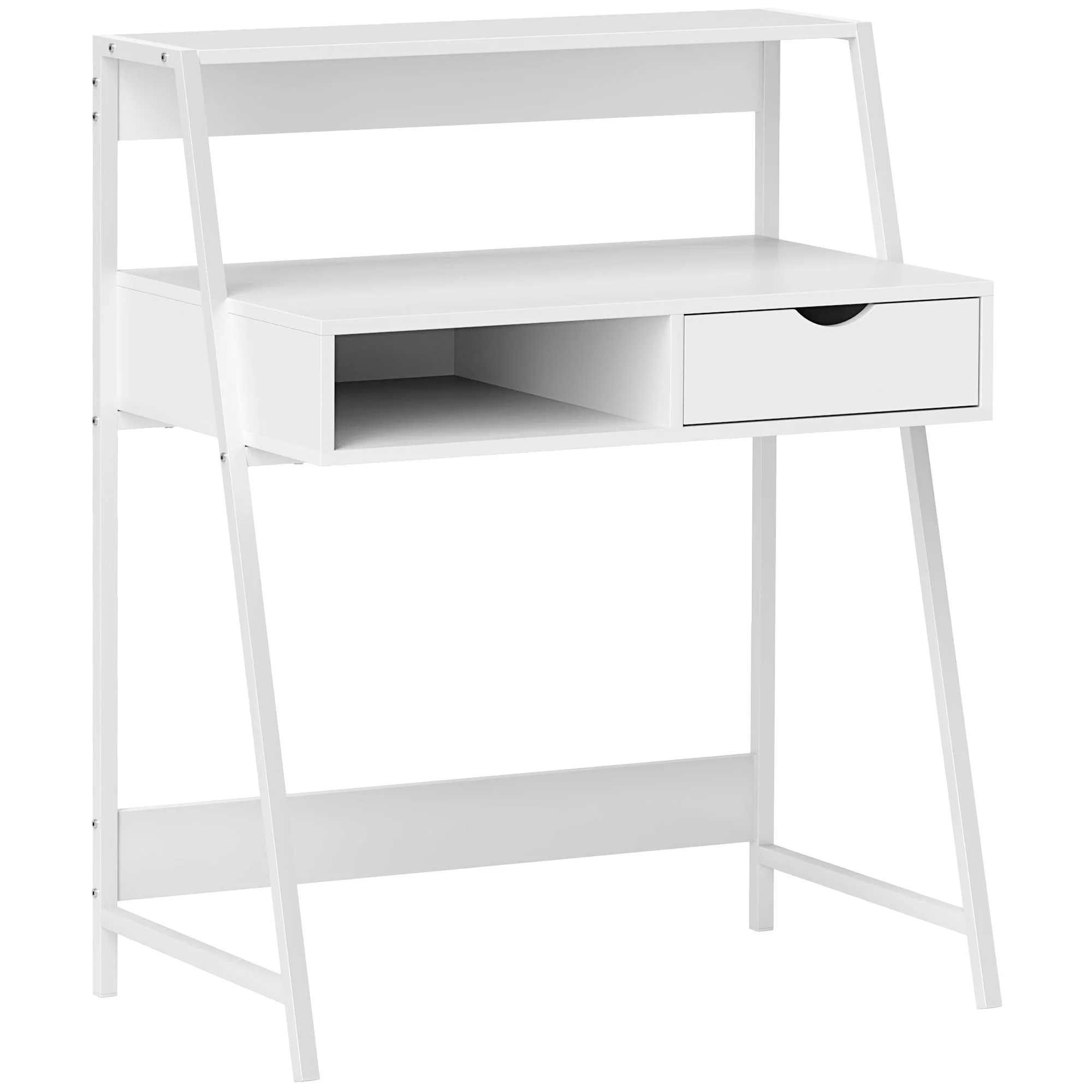 Home Office Computer Desk with Drawer & Storage Shelvesfor Small Spaces, White - Image 12