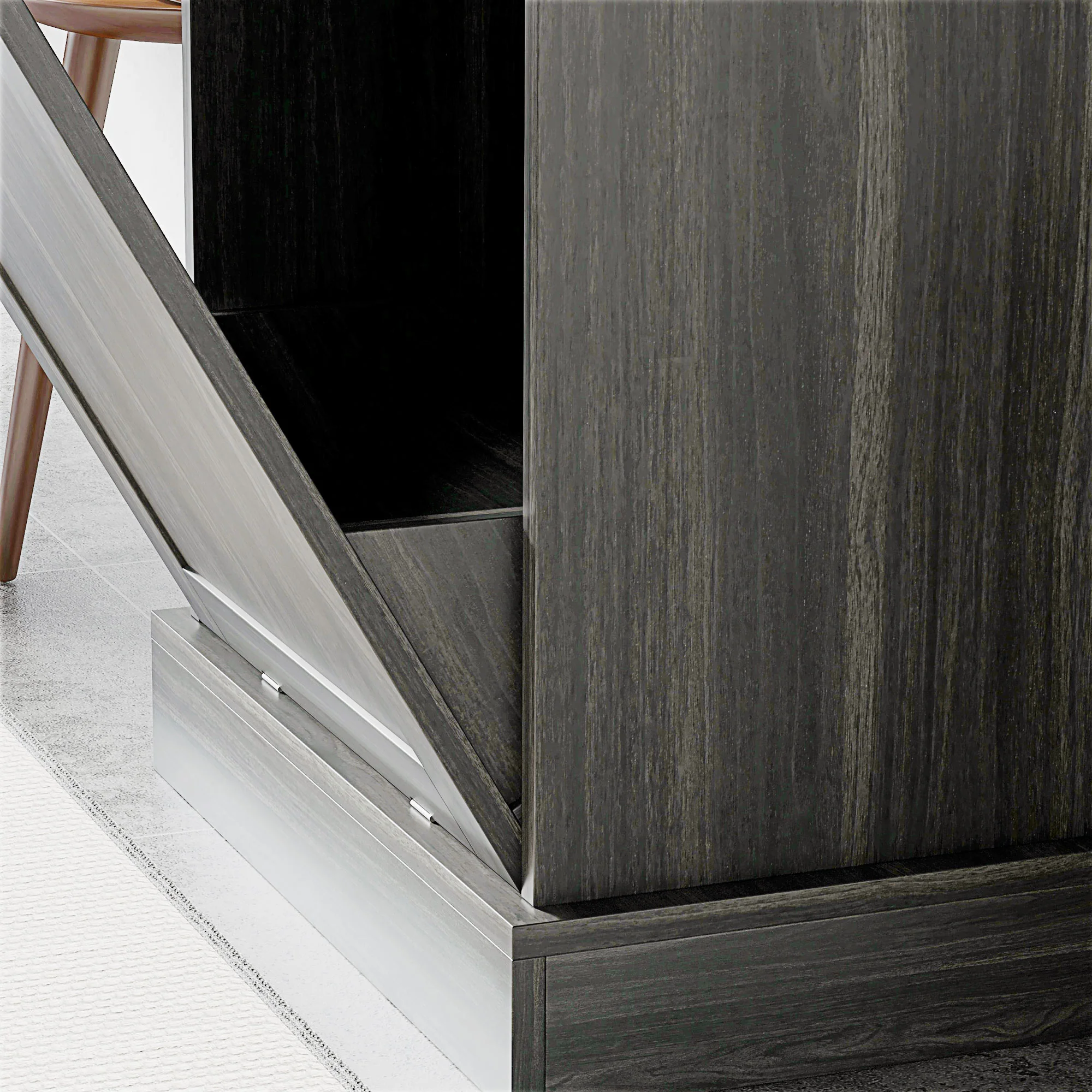 36.6" Freestanding Storage Cabinet with Tilt-Out Trash Bin & Drawer, Charcoal Gray - Image 11