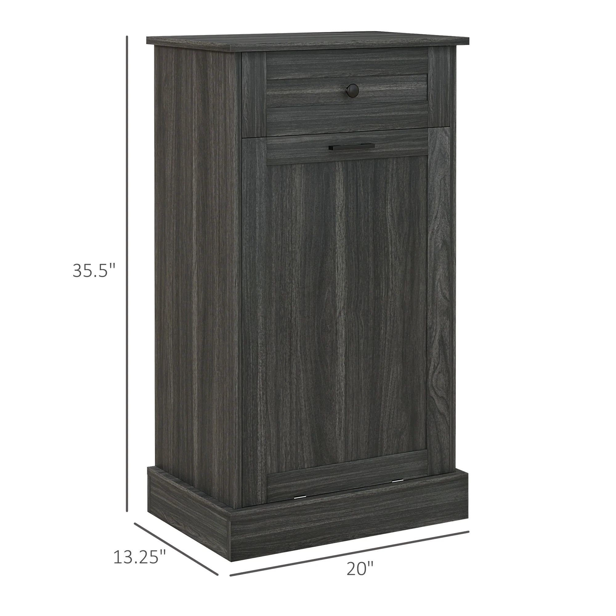 36.6" Freestanding Storage Cabinet with Tilt-Out Trash Bin & Drawer, Charcoal Gray - Image 5