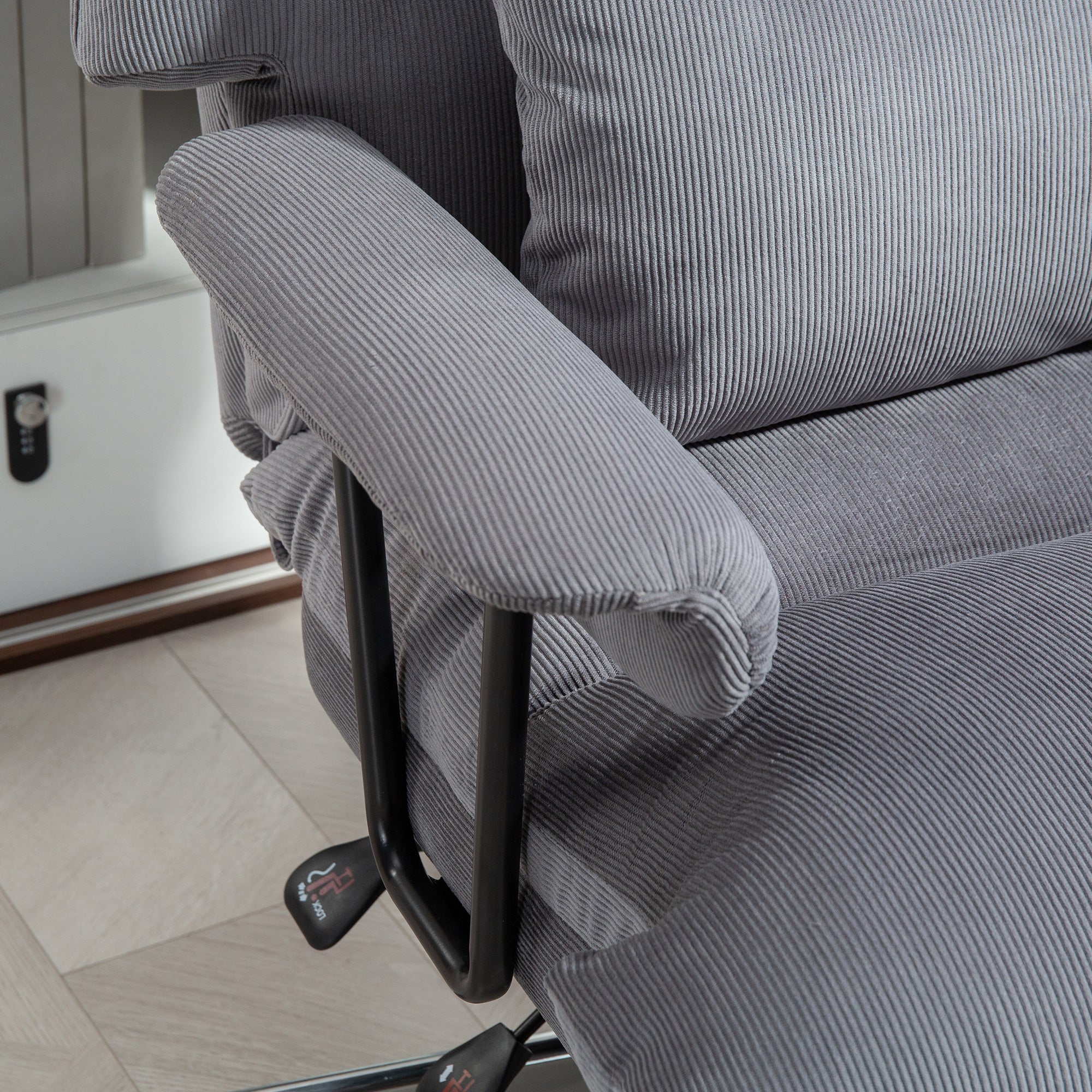 Executive Office Chair with Lumbar Support, Footrest, High Back Reclining, Gray - Image 11
