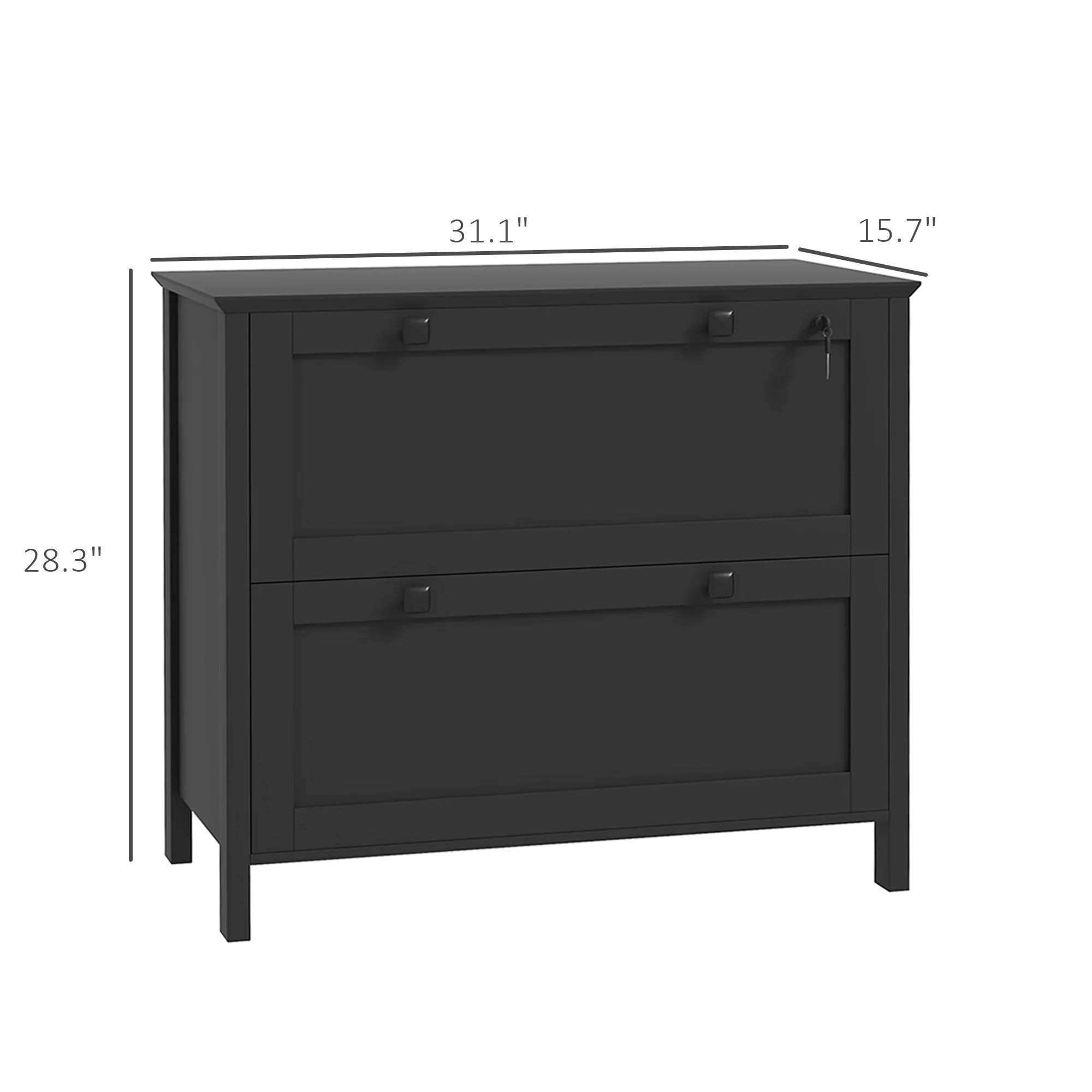 2 Drawer File Cabinet with Lock and Adjustable Hanging Bar Black - Image 5