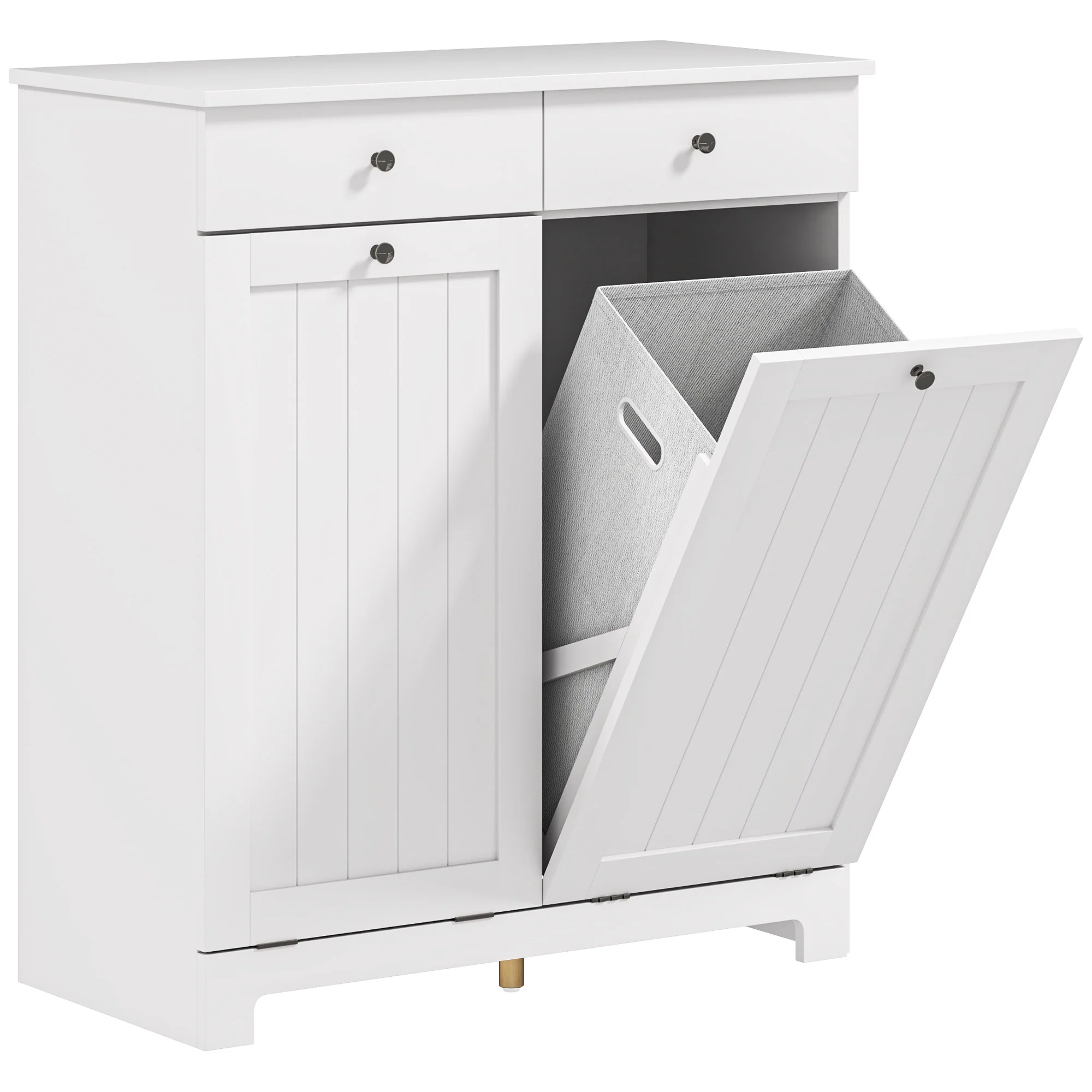 Laundry Hamper Cabinet with 2 Tilt-Out Baskets and 2 Drawers, White - Image 12