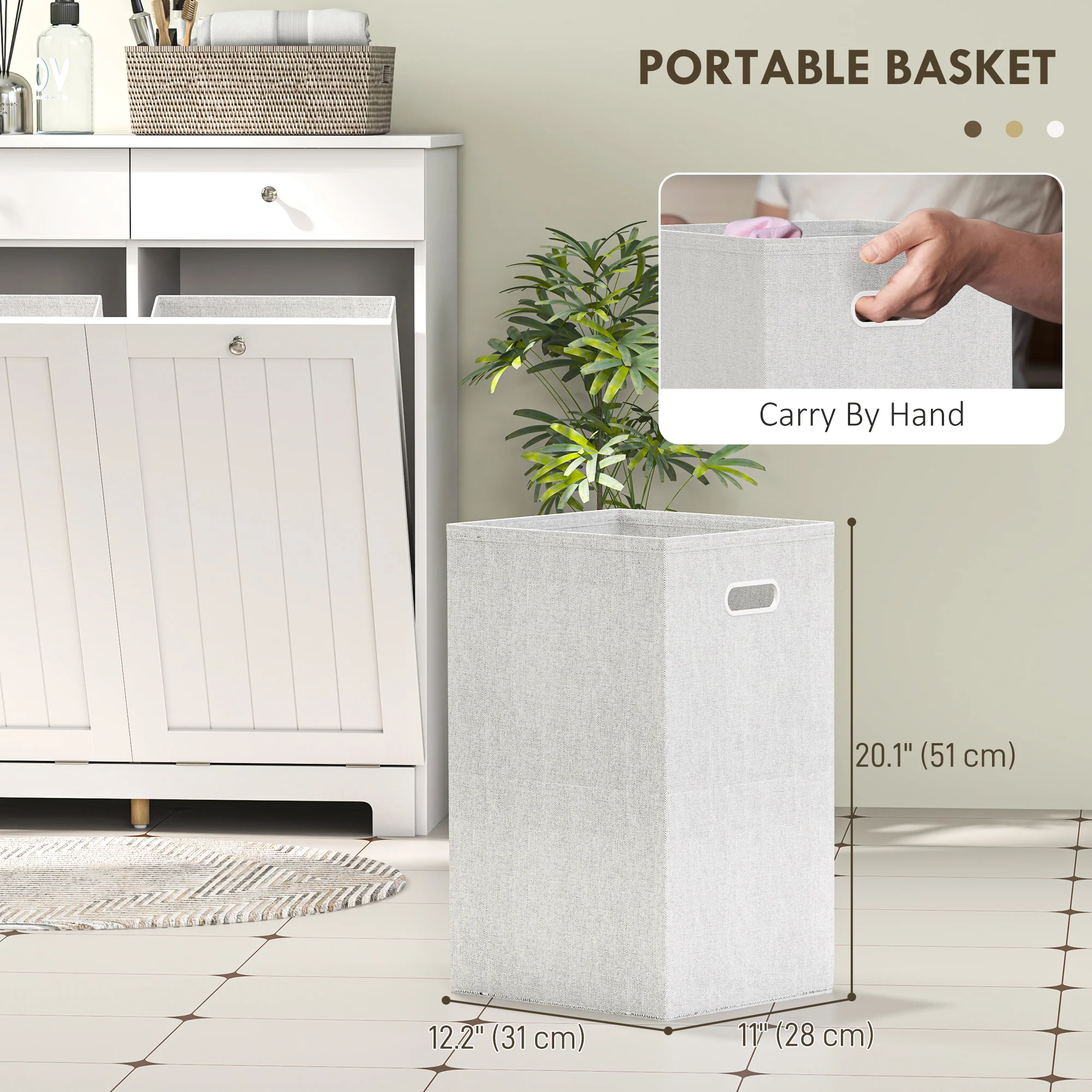 Laundry Hamper Cabinet with 2 Tilt-Out Baskets and 2 Drawers, White - Image 7