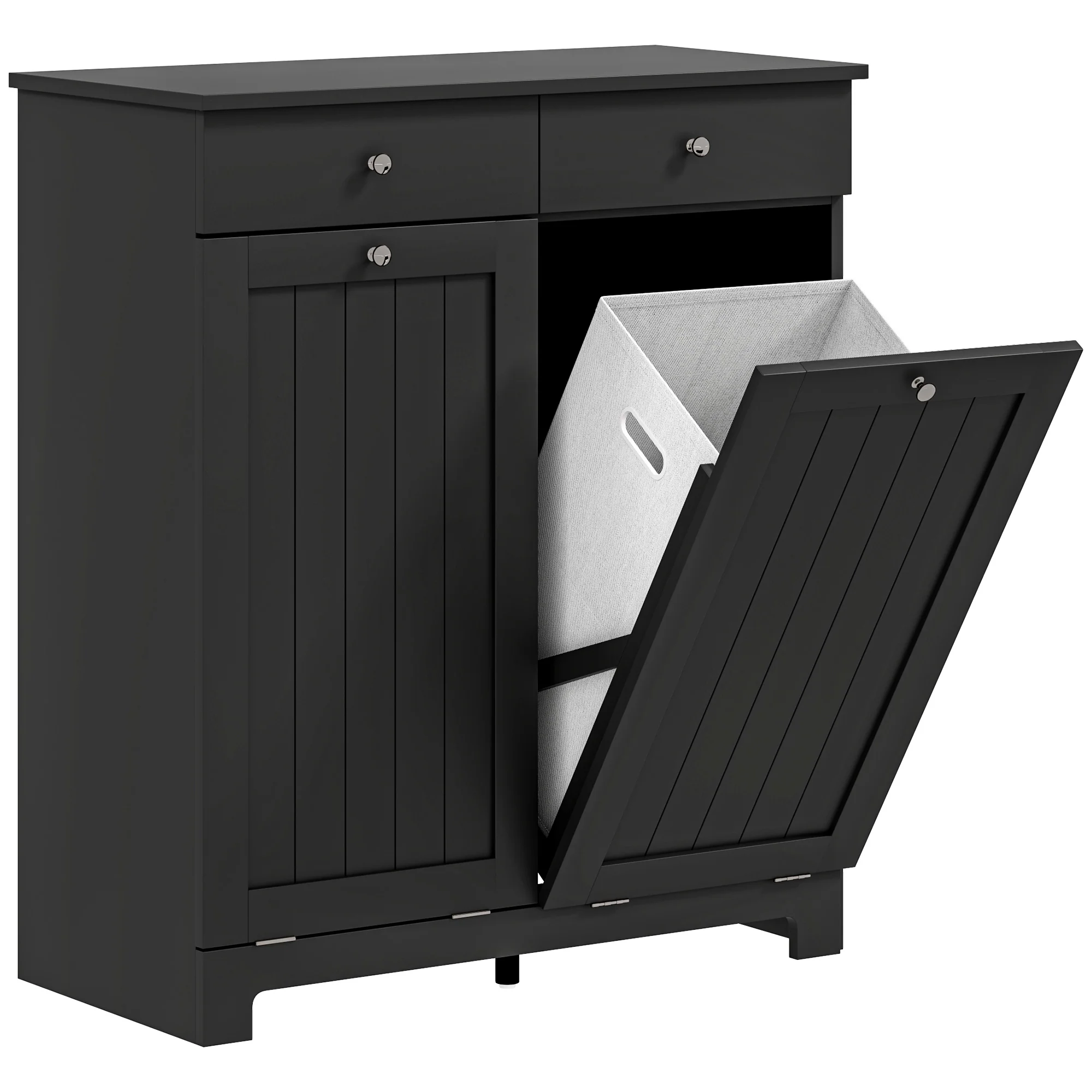 Laundry Hamper Cabinet with 2 Tilt-Out Baskets and 2 Drawers, Black - Image 12