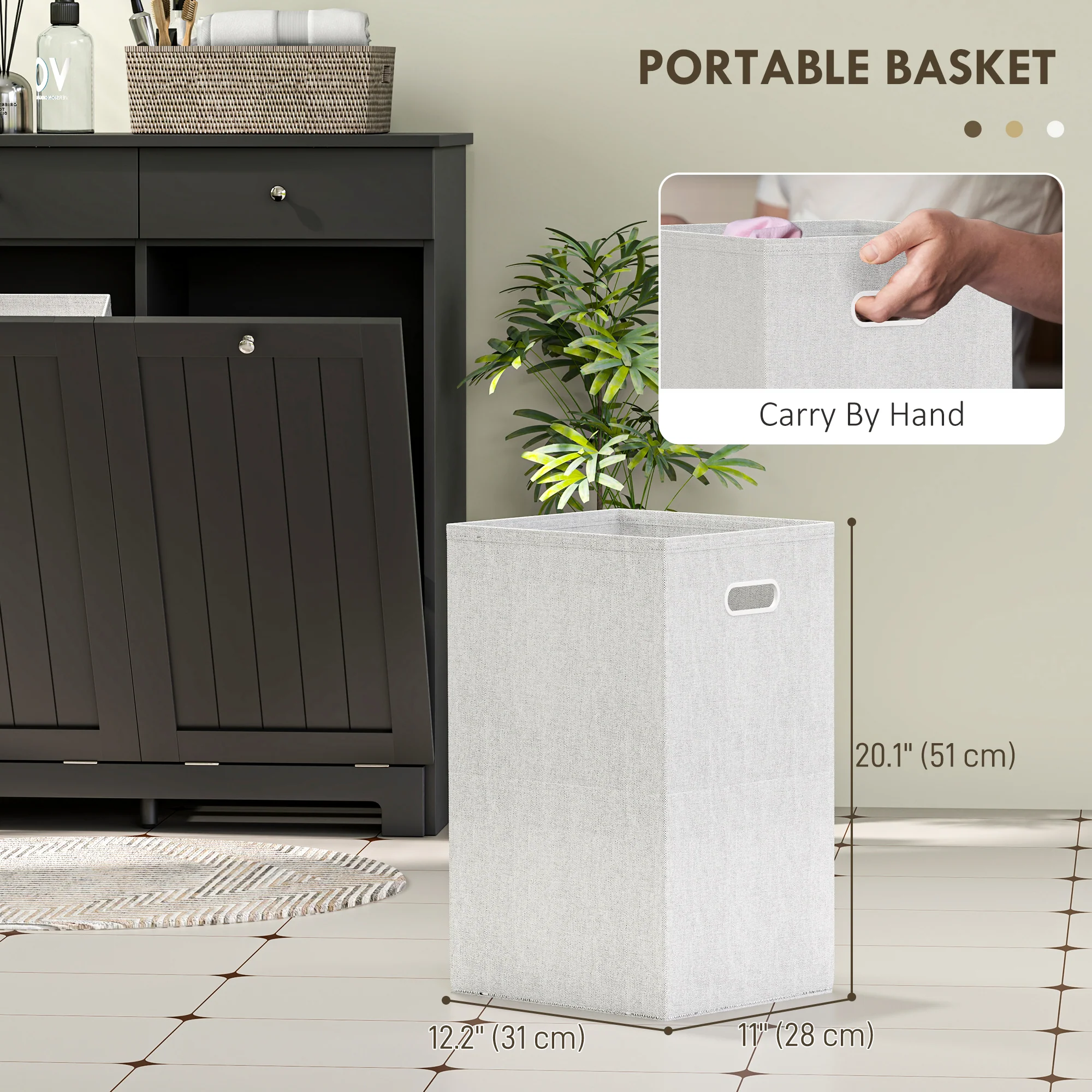 Laundry Hamper Cabinet with 2 Tilt-Out Baskets and 2 Drawers, Black - Image 7