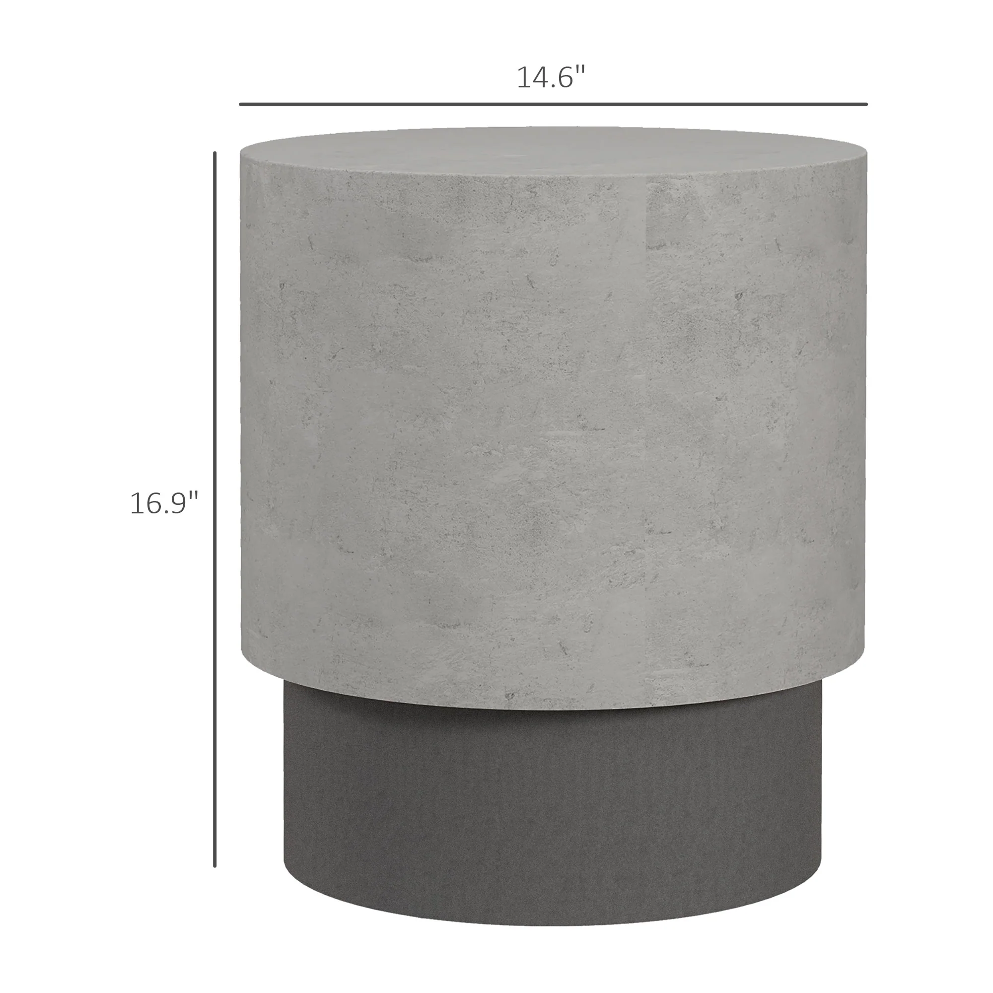 Lightweight  Round Accent Table with Concrete Finish & 4 Adjustable Feet, Gray - Image 3