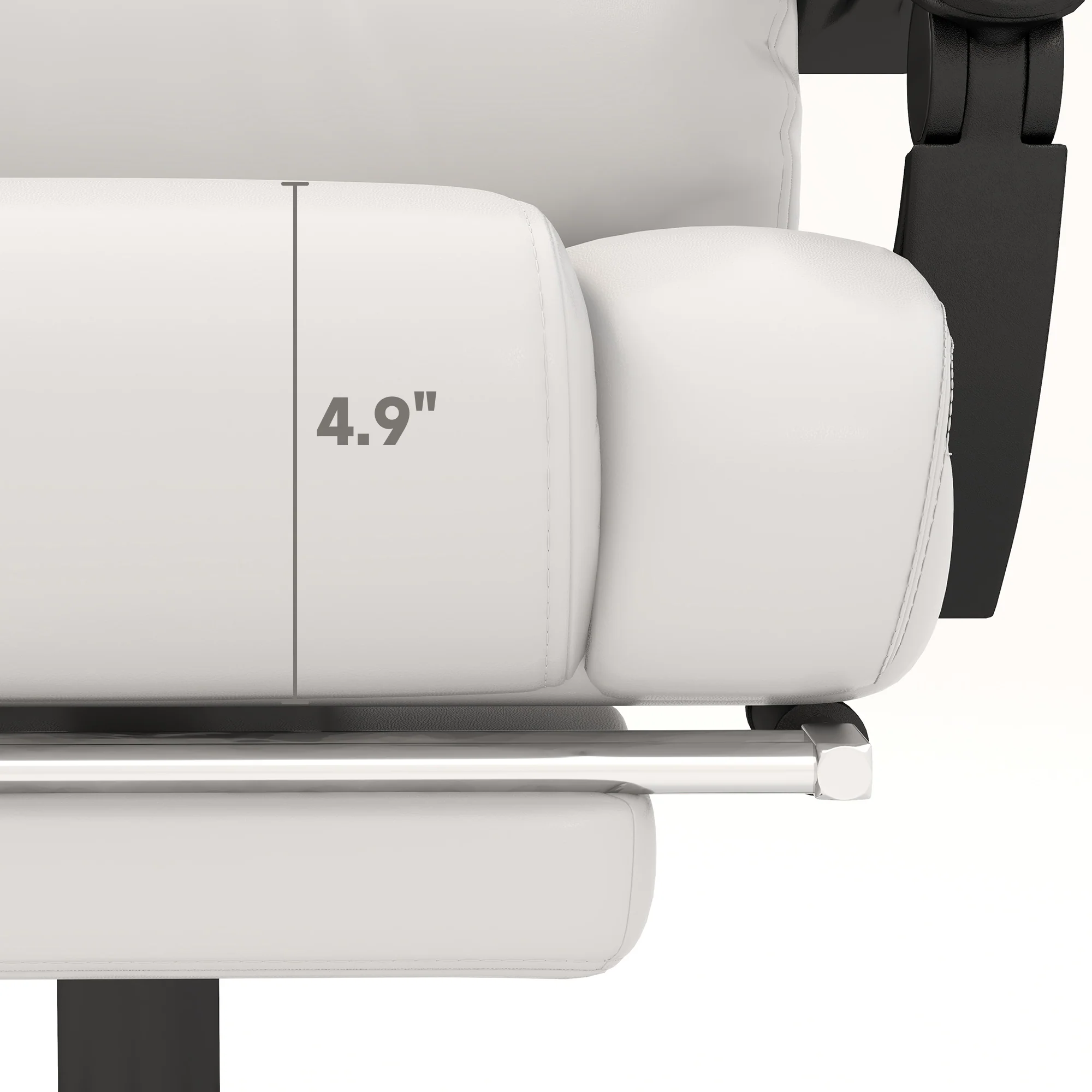 6 Vibrating Points Massage Office Chair, High Back Reclining Chair w/ Footrest, White - Image 11
