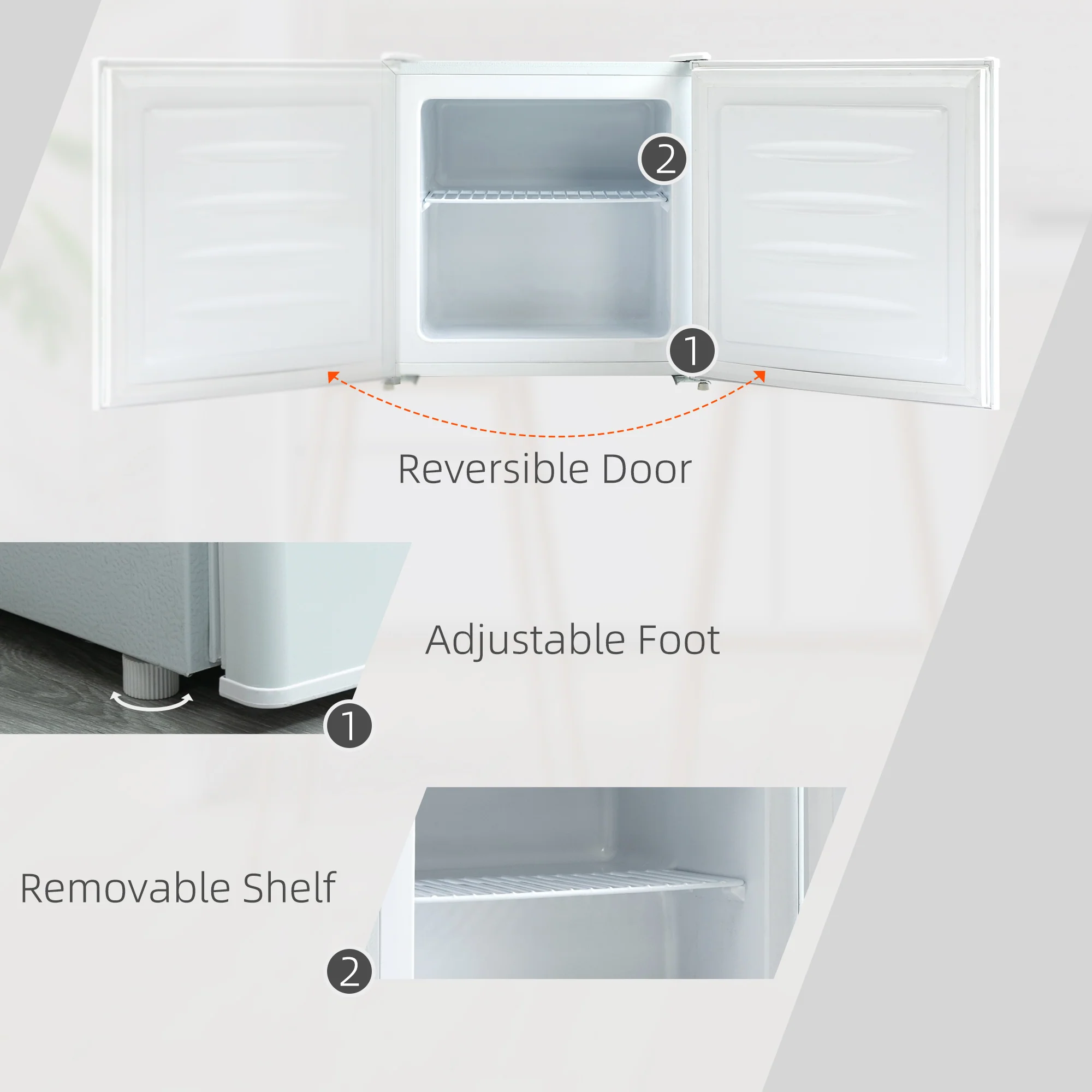 1.1 Cu Ft Countertop Mini Freezer, Compact Upright with Removable Shelves, White - Image 8