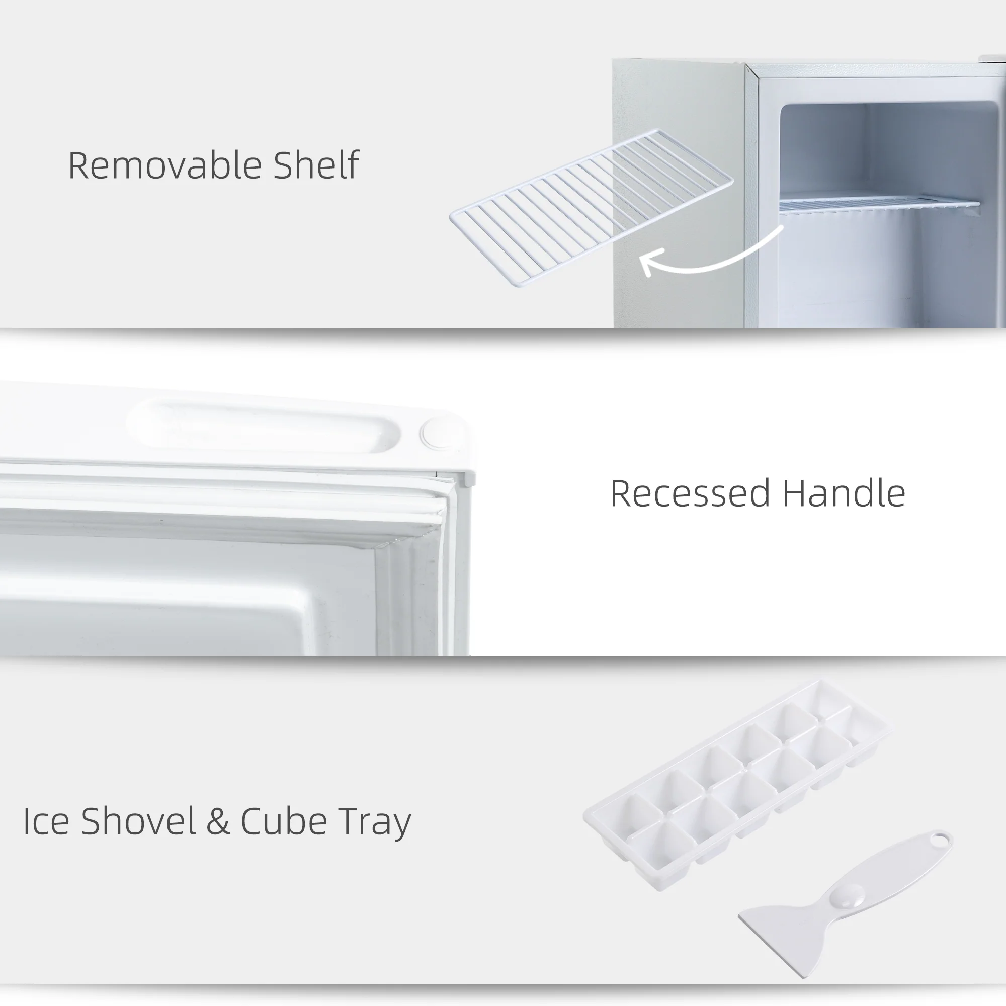 1.1 Cu Ft Countertop Mini Freezer, Compact Upright with Removable Shelves, White - Image 9