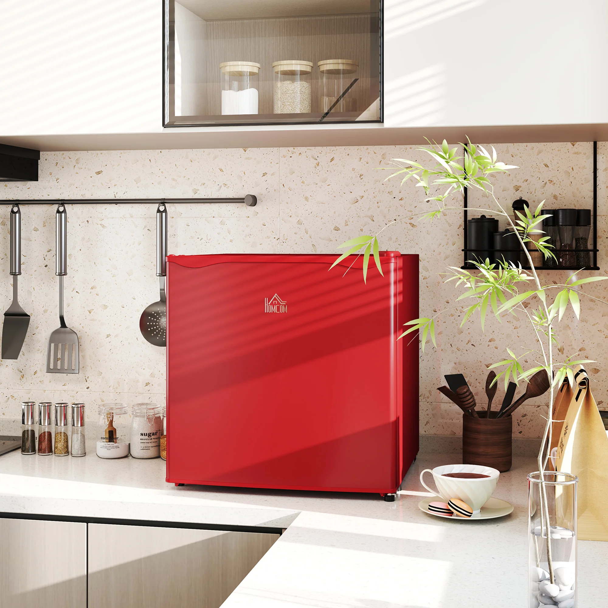 1.1 Cu Ft Countertop Mini Freezer, Compact Upright with Removable Shelves, Red - Image 11
