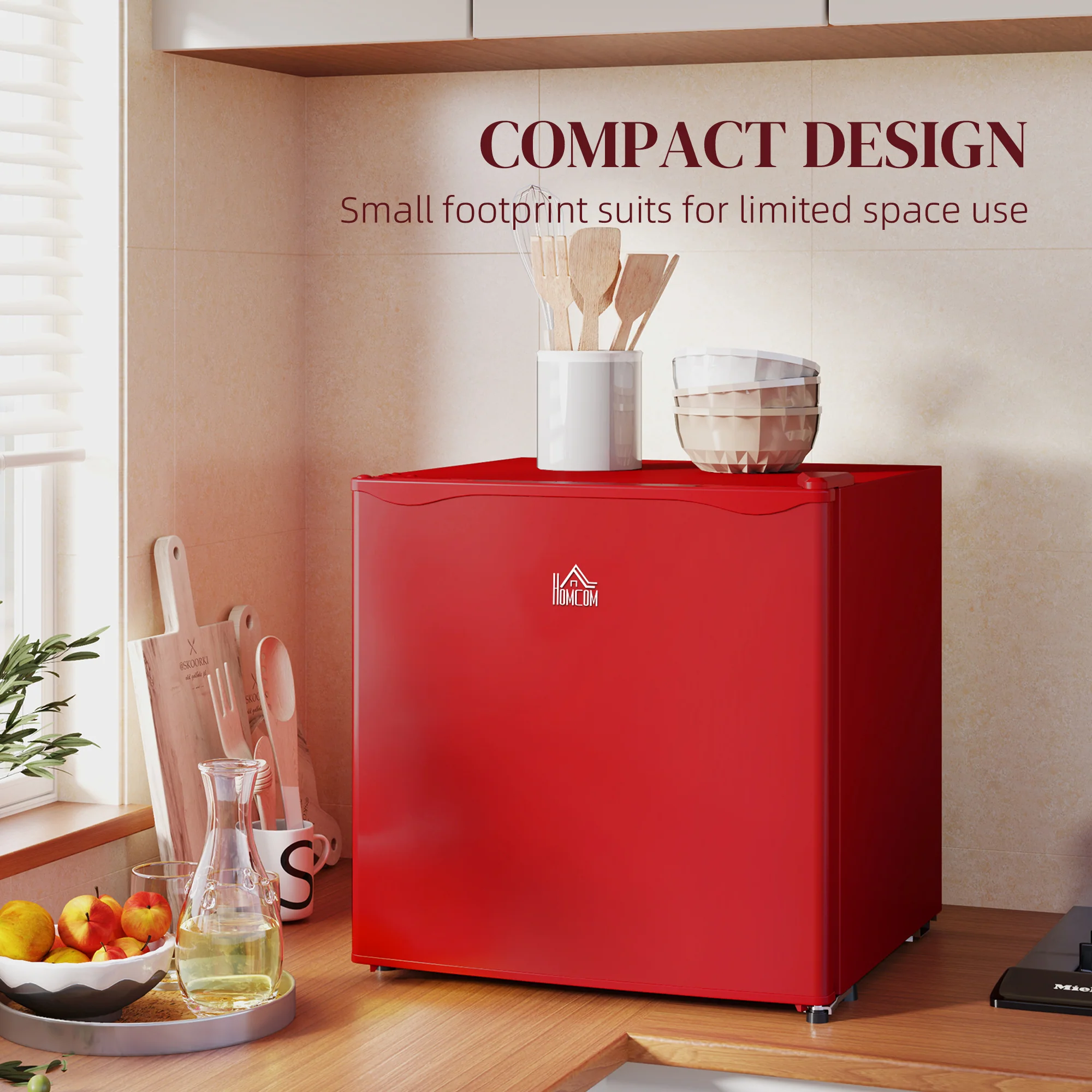1.1 Cu Ft Countertop Mini Freezer, Compact Upright with Removable Shelves, Red - Image 7
