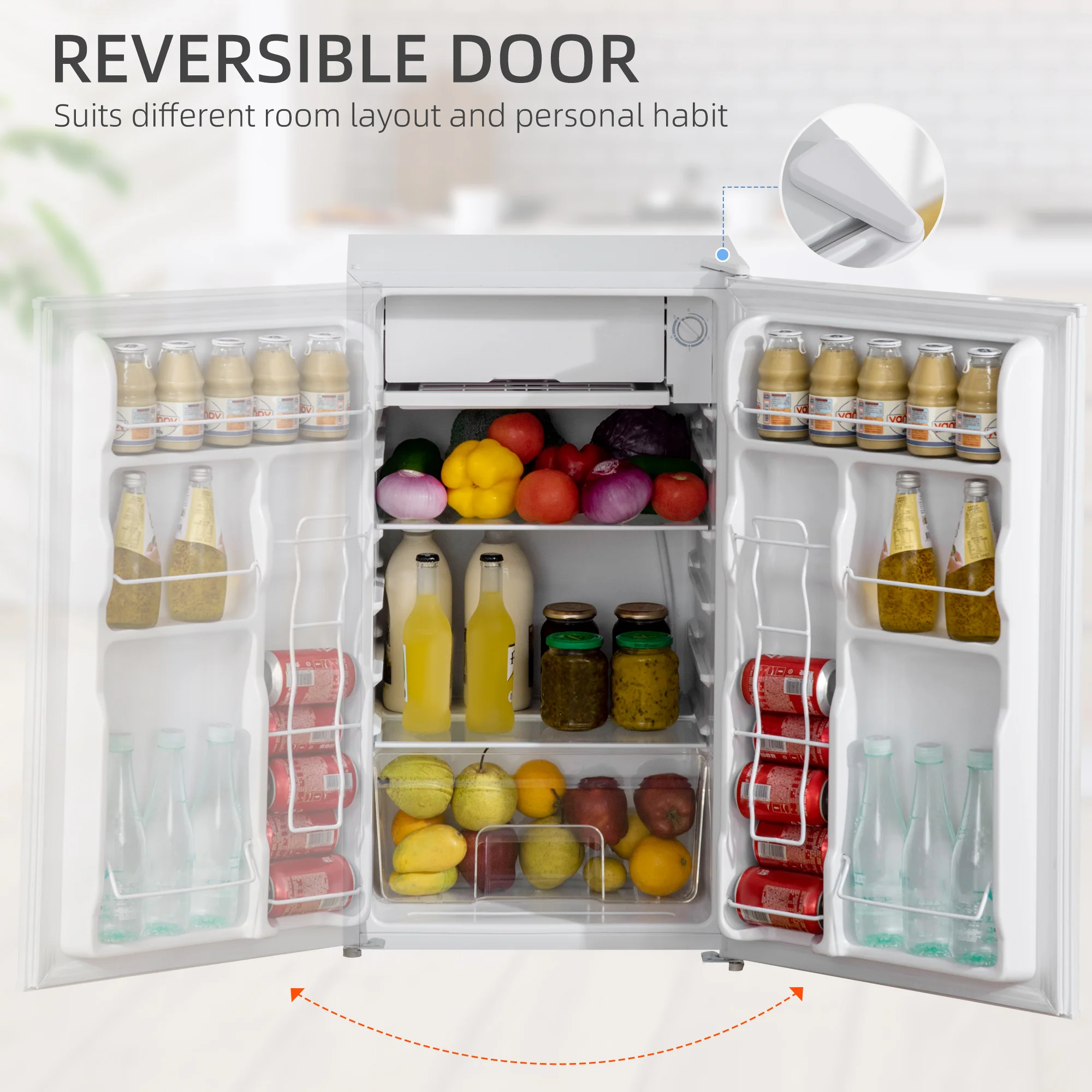 3.2 Cu.Ft Compact Mini Fridge with Freezer, Adjustable Shelf & Temperature Control, White - Image 8