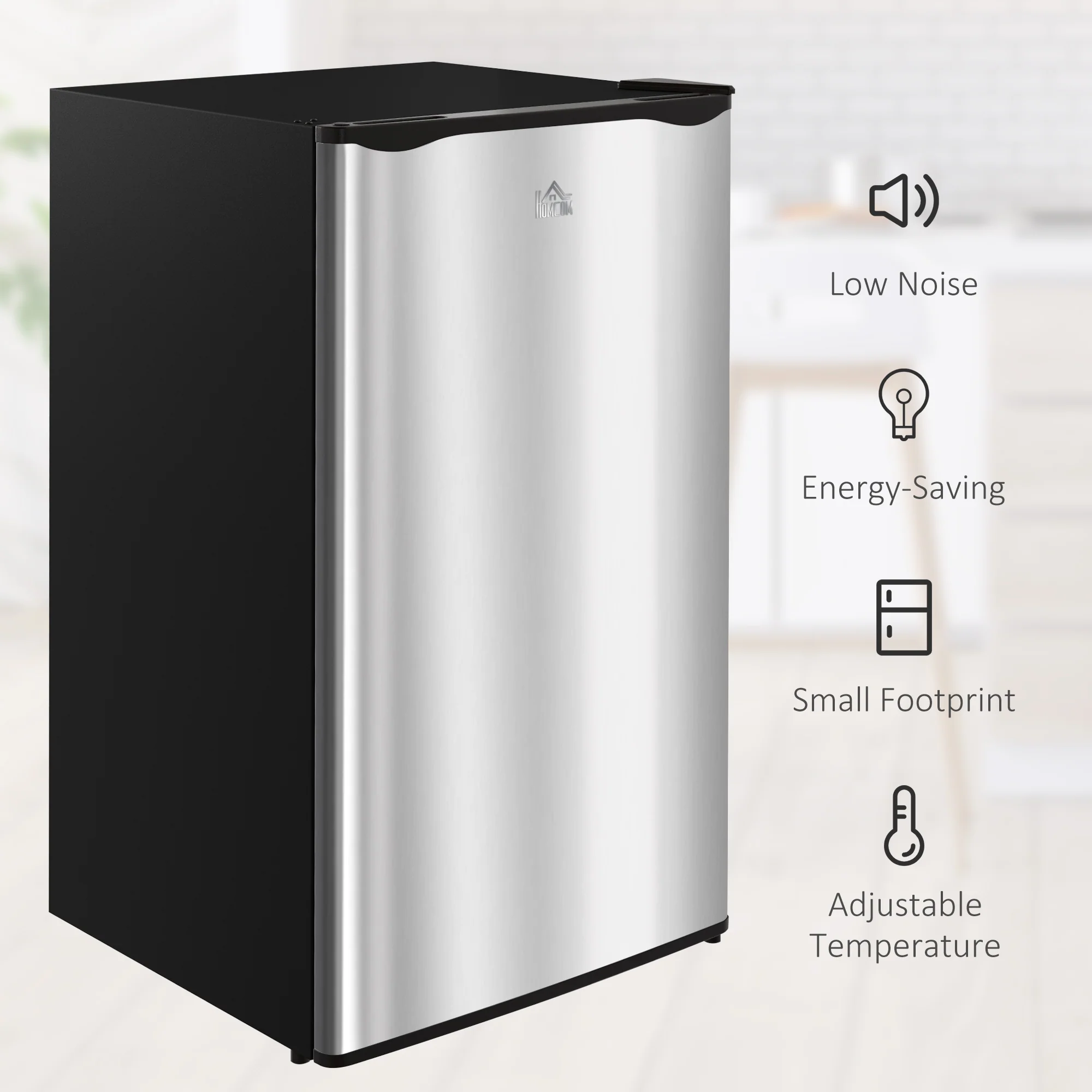 3.2 Cu.Ft Mini Fridge with Freezer, Single Door Compact Refrigerator Silver - Image 10
