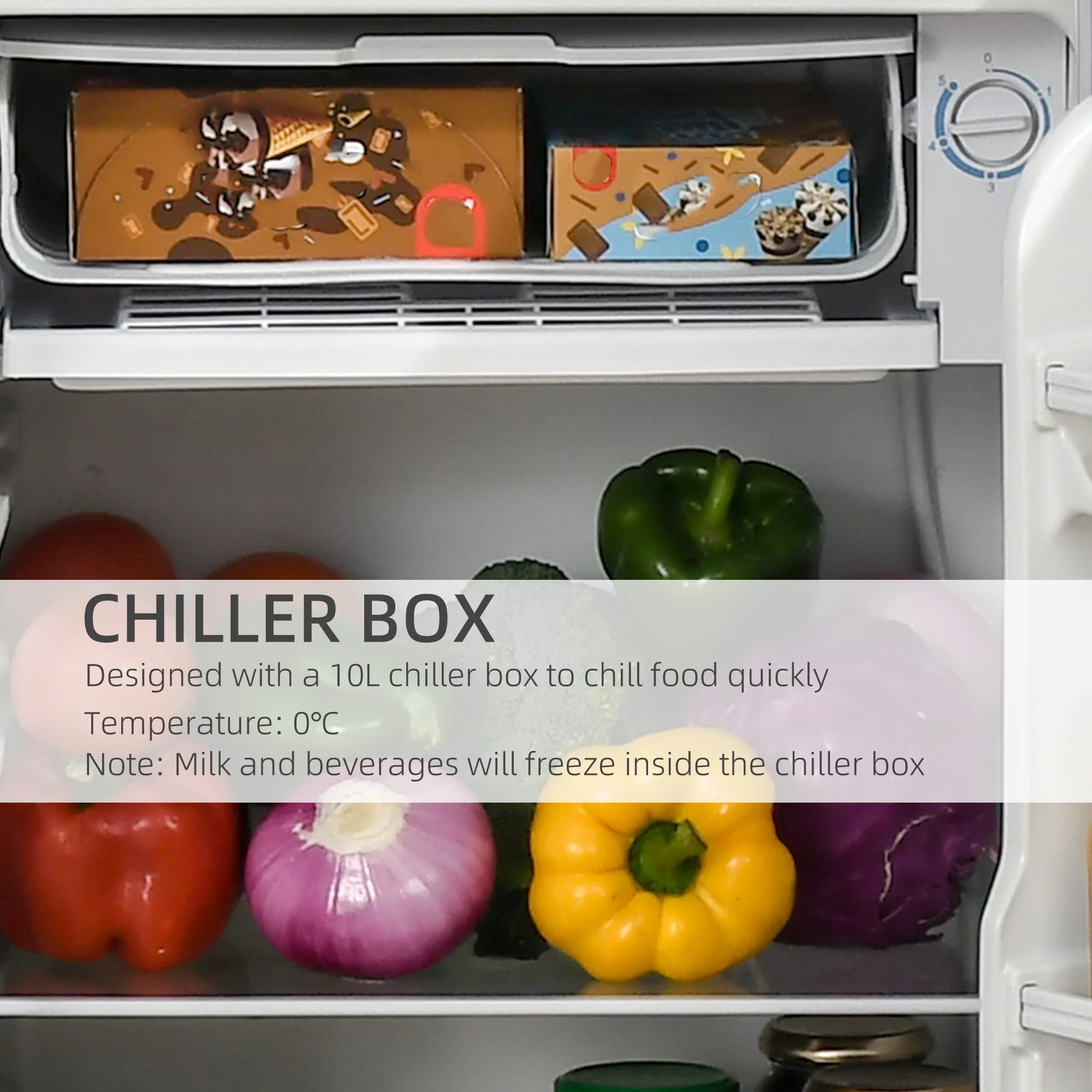 3.2 Cu.Ft Mini Fridge with Freezer, Single Door Compact Refrigerator Silver - Image 7