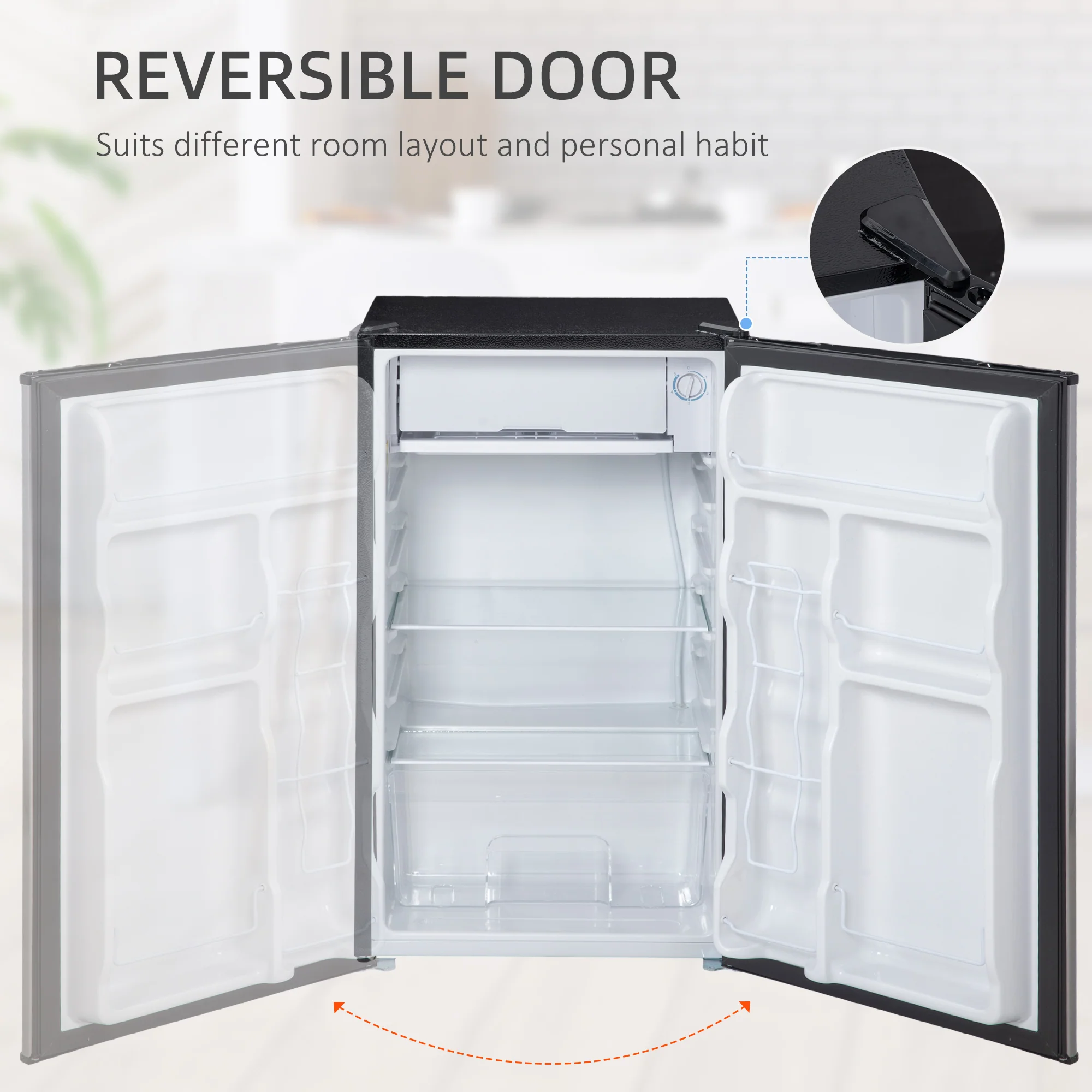3.2 Cu.Ft Mini Fridge with Freezer, Single Door Compact Refrigerator Silver - Image 9