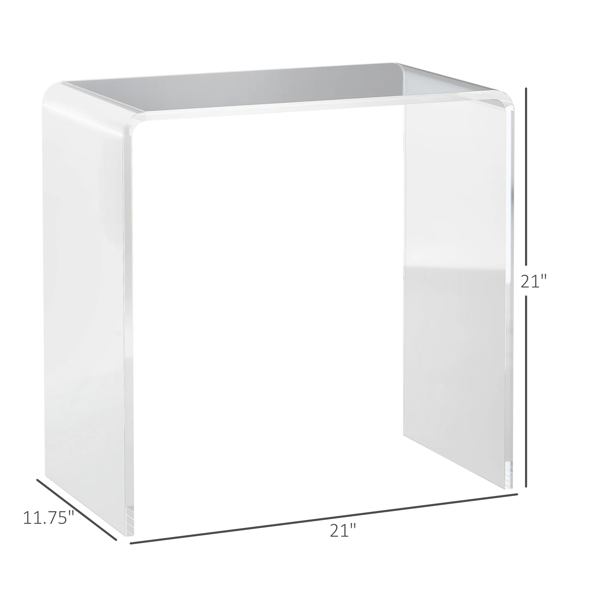 Clear Acrylic Side Table Waterfall End Table with Rounded Edges - Image 5