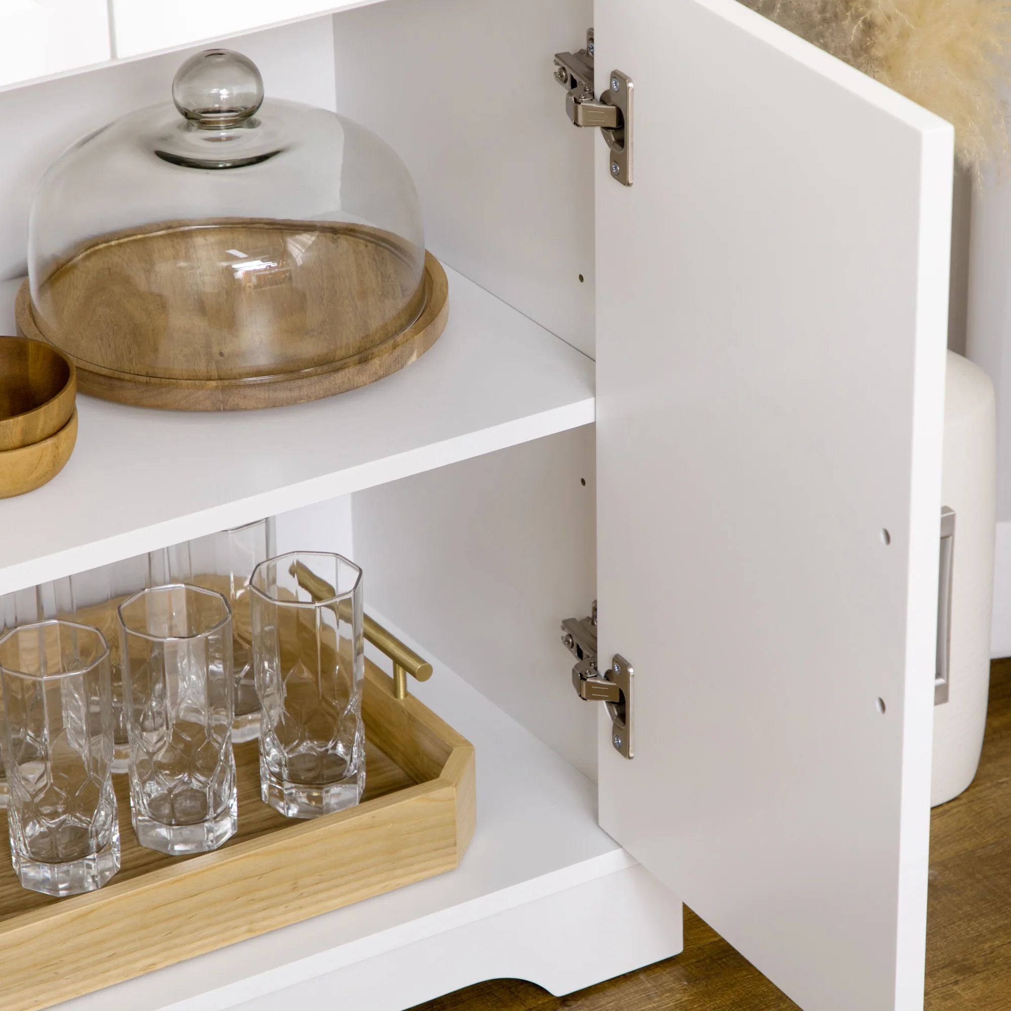 Kitchen Sideboard Buffet Cabinet with 3 Adjustable Height for Dining Room, White - Image 10