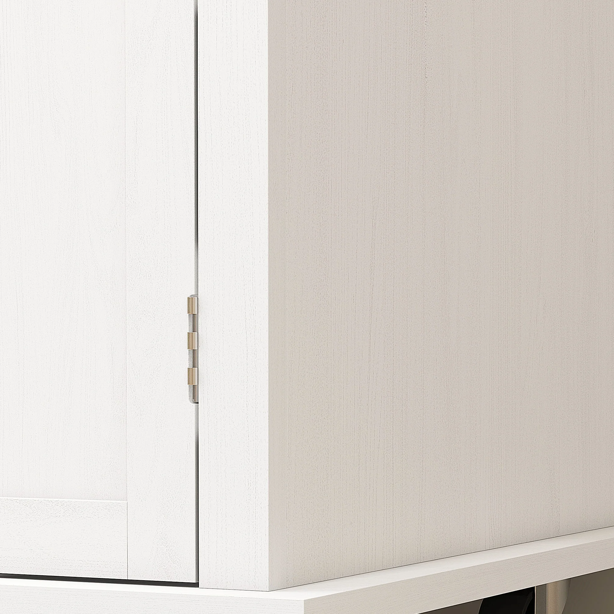GlideSpace 44"W Butcher Block Cart, Movable Kitchen Island with Cabinets, Distressed White - Image 10