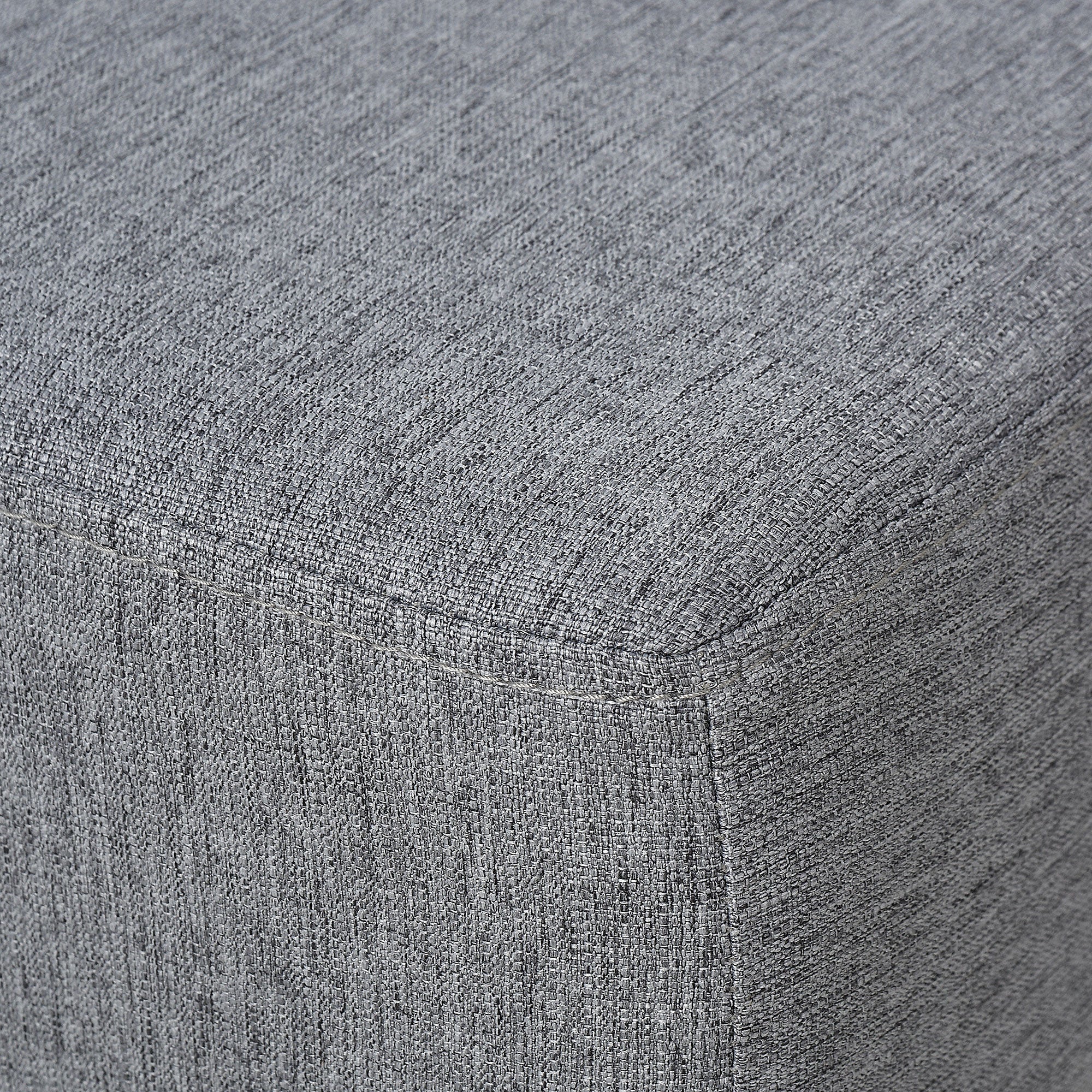 Small Ottoman Foot Rest with Linen Fabric Upholstery & Plastic Legs, Cube, Gray - Image 10