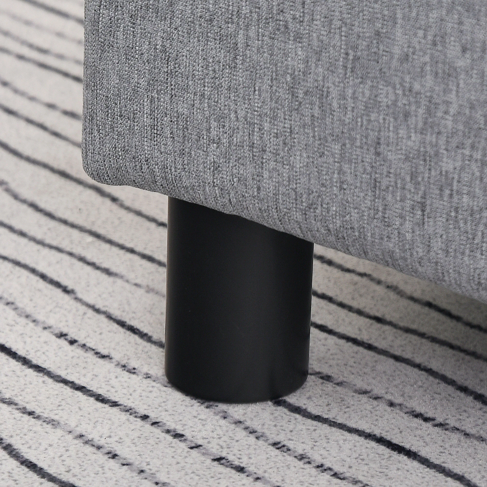Small Ottoman Foot Rest with Linen Fabric Upholstery & Plastic Legs, Cube, Gray - Image 11