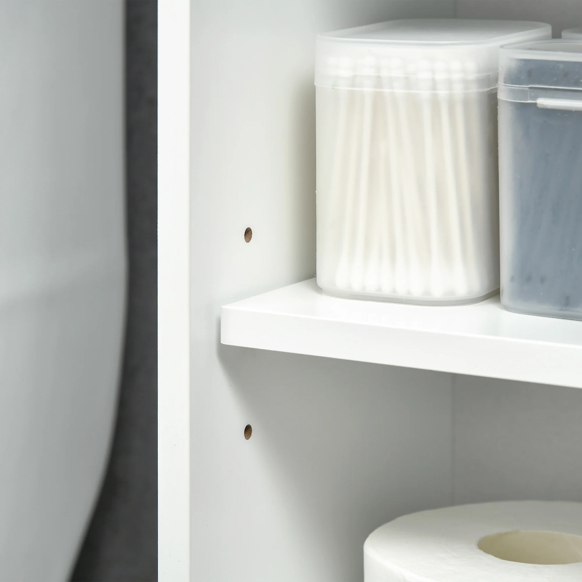 Over Toilet Bathroom Organizer, Freestanding Storage Cabinet with Adjustable Shelves, White - Image 11