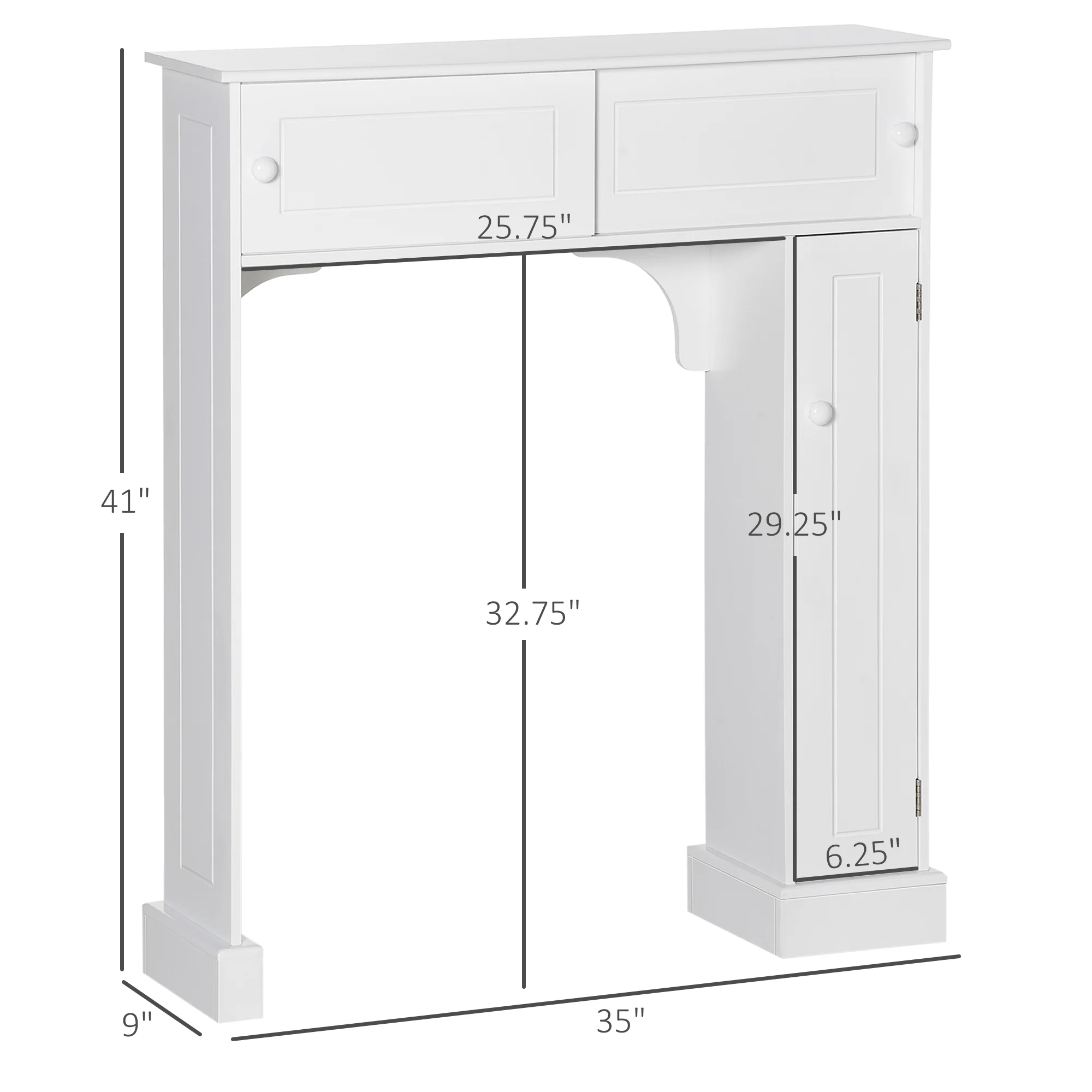 Over Toilet Bathroom Organizer, Freestanding Storage Cabinet with Adjustable Shelves, White - Image 5
