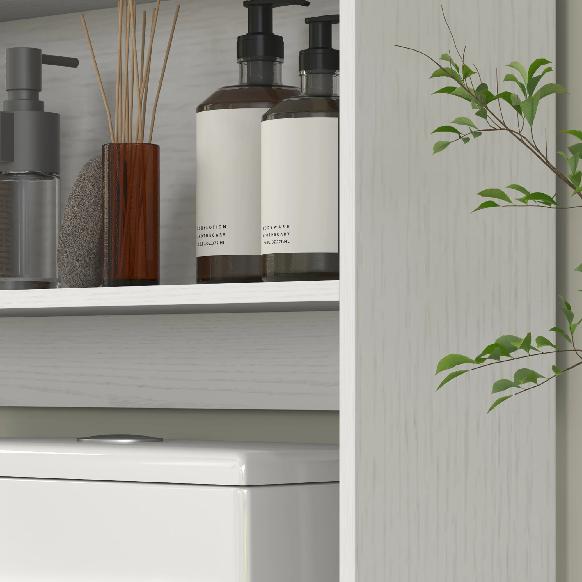Over the Toilet Storage Cabinet with Barn Doors & Adjustable Shelf, Distressed White - Image 10